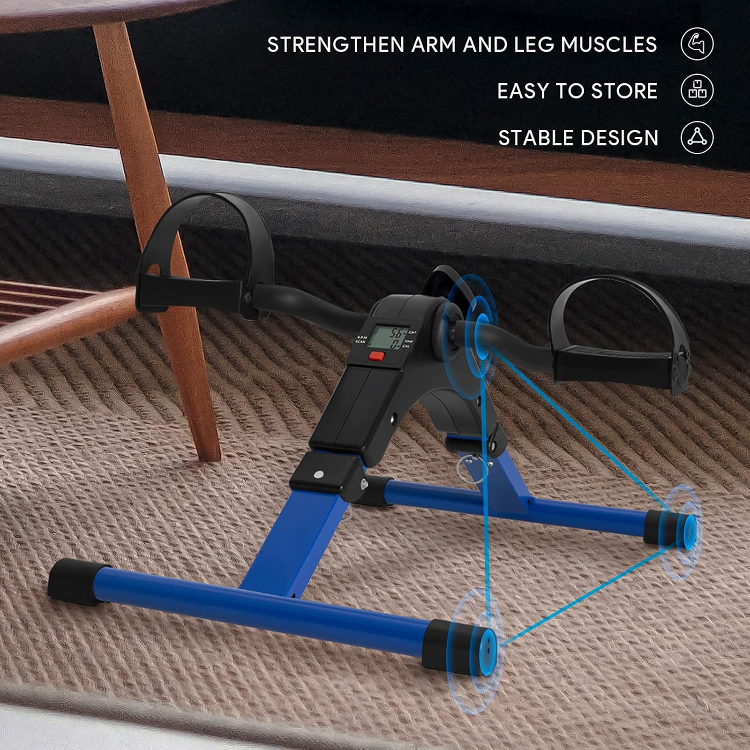 Folding Pedal Exerciser - Mini Exercise Bike Under Desk Bike Pedal Exerciser with LCD Display for Arms and Legs Workout, Portable Desk Bike Peddler Machine for Adults & Seniors - Image 8