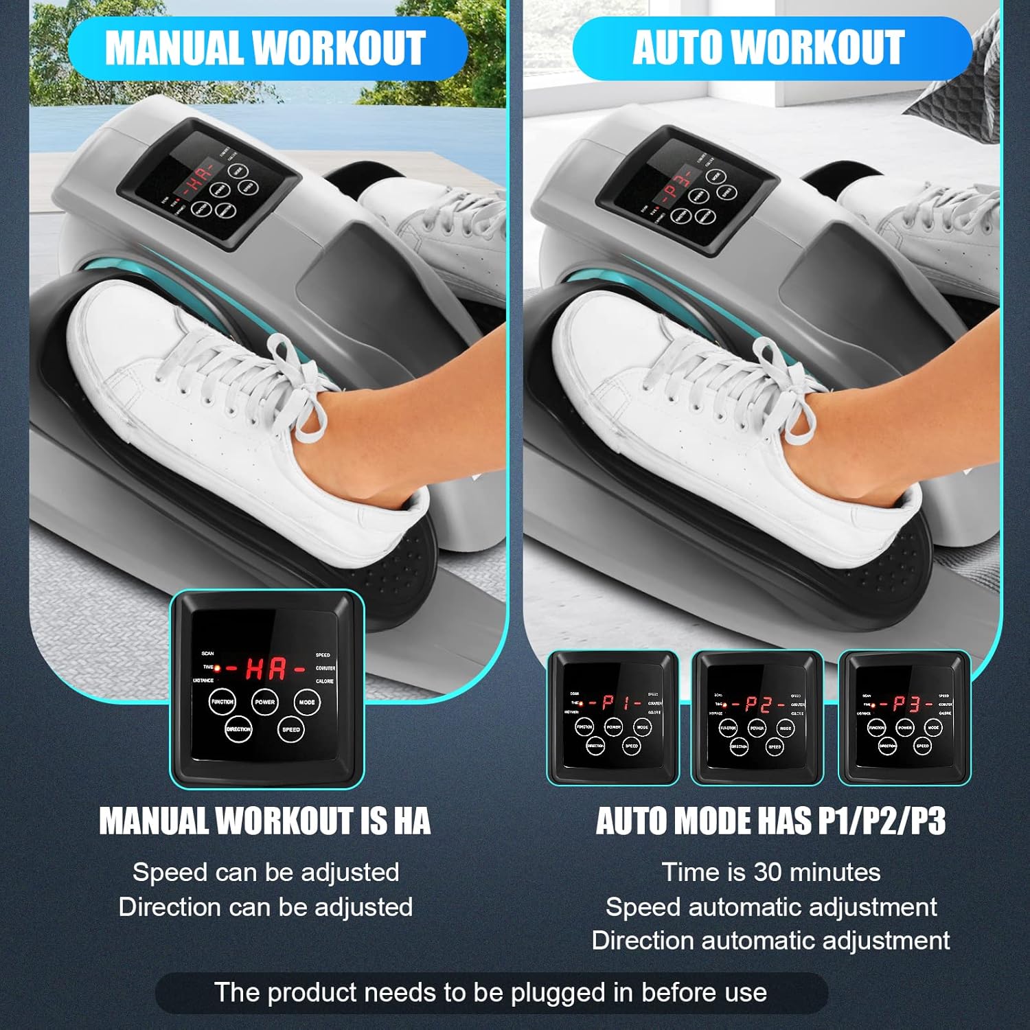 ANCHEER Under Desk Elliptical Machine - Quiet Pedal Exerciser for Seniors, Office & Home, Low-Impact Seated Leg Workout Equipment, Smart LCD Display, Remote Control - Image 5