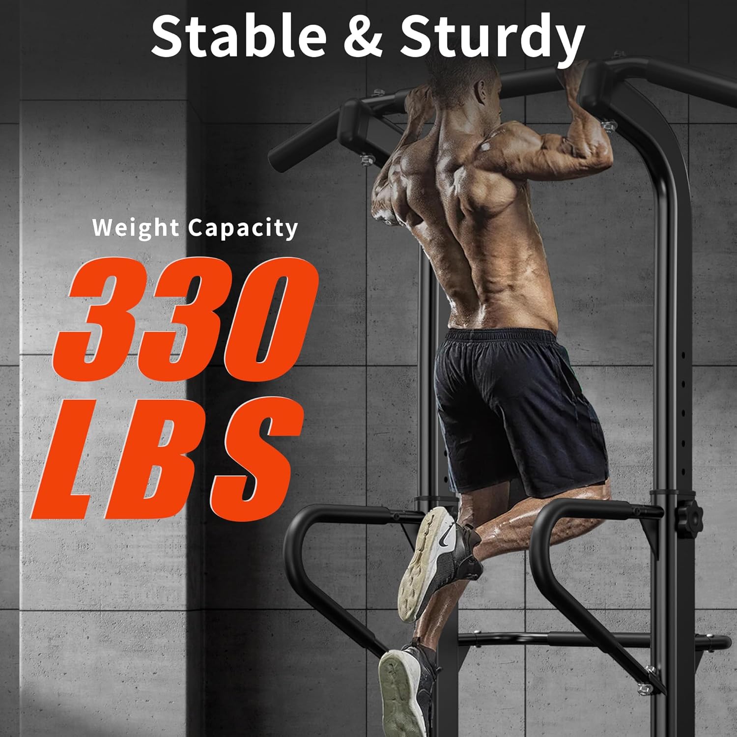 SogesHome Power Tower 11 Height Adjustable Pull Up Bar and Dip Station Multi-Function Strength Training Fitness Equipment for Home Office Gym - Image 4