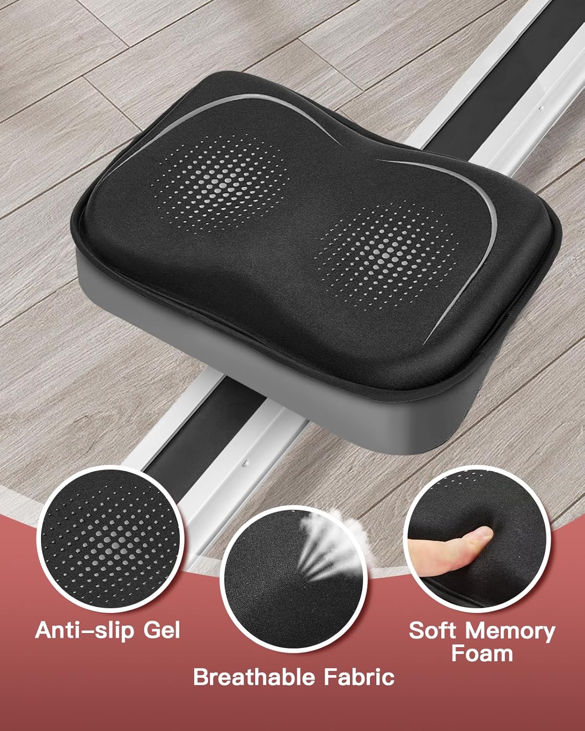 Rowing Machine Seat Cushion for The Concept 2 Rowing Machine with Extra Sports Headband, Memory Foam Row Machine Pad-Compatible with Concept 2 Rower, Recumbent Stationary Bike, Watter Rower - Image 4