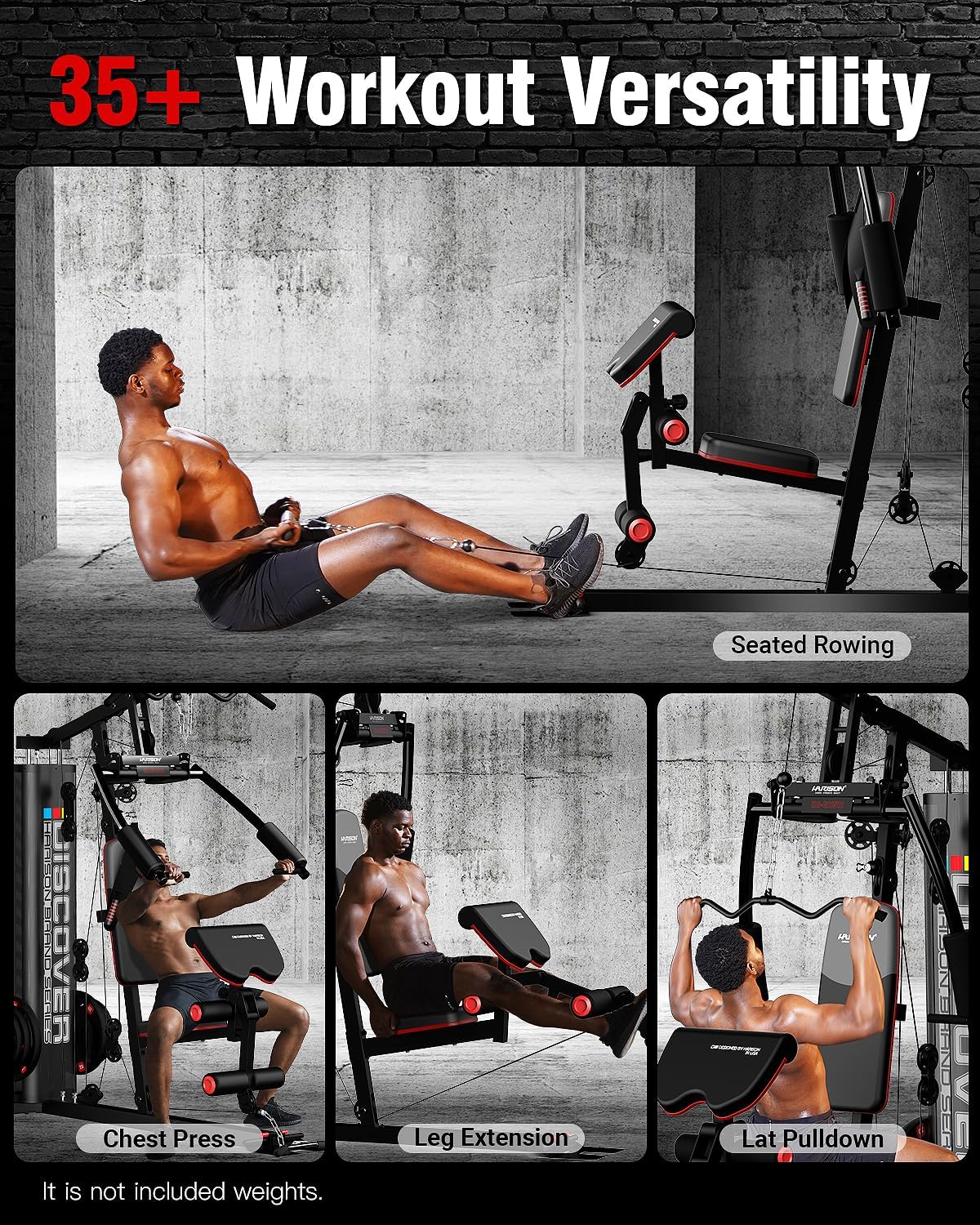 HARISON Home Gym - Full Body Workout Equipment, Exercise Equipment, Fitness Equipment, Multifunctional Home Gym Equipment for Home with Pulley System, Weight Bench, Rowing Machine - Image 2
