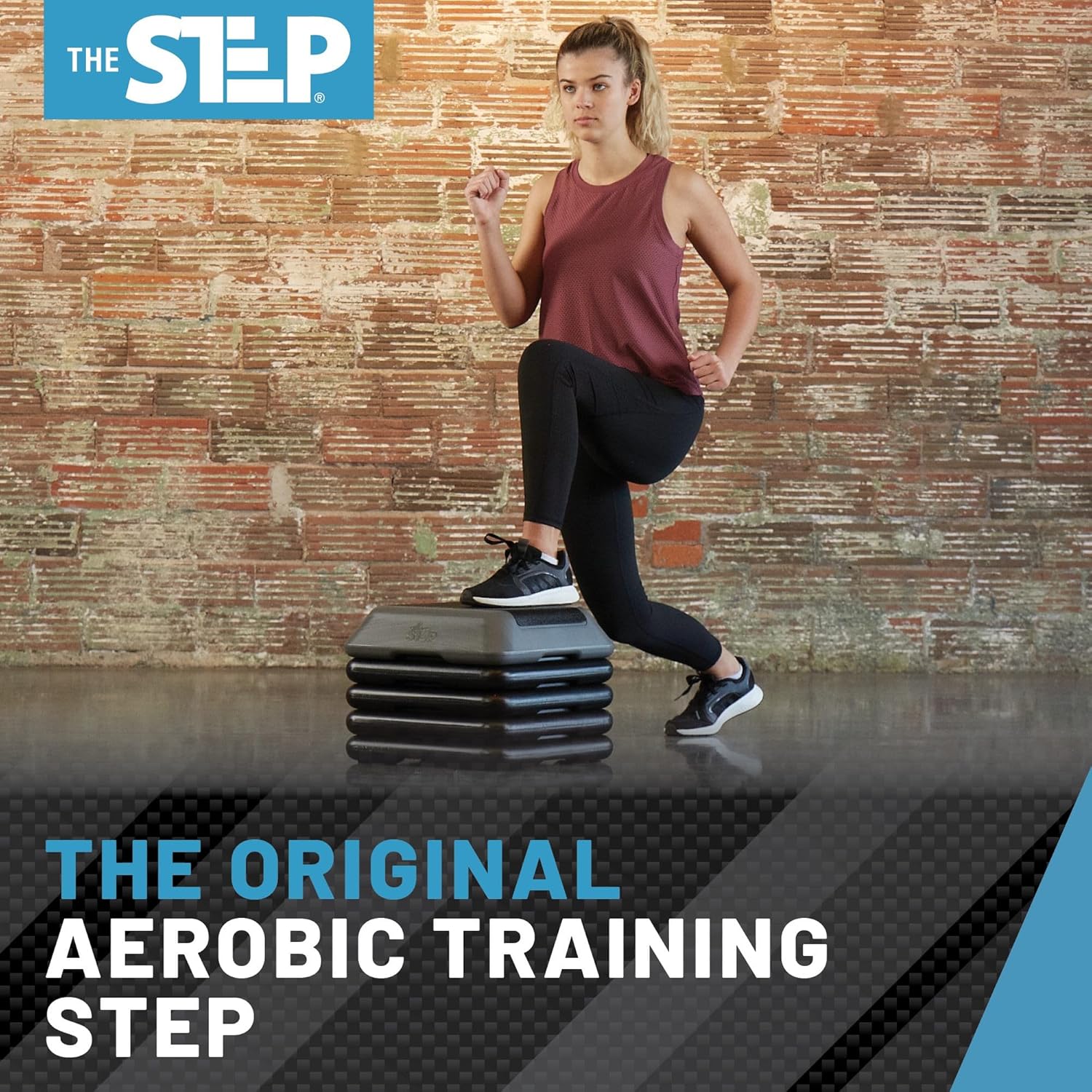 The Step Adjustable High Step Aerobic Platform with 4 Risers, Home Gym Workout Equipment, Fitness Exercise Equipment Made in the USA - Image 2