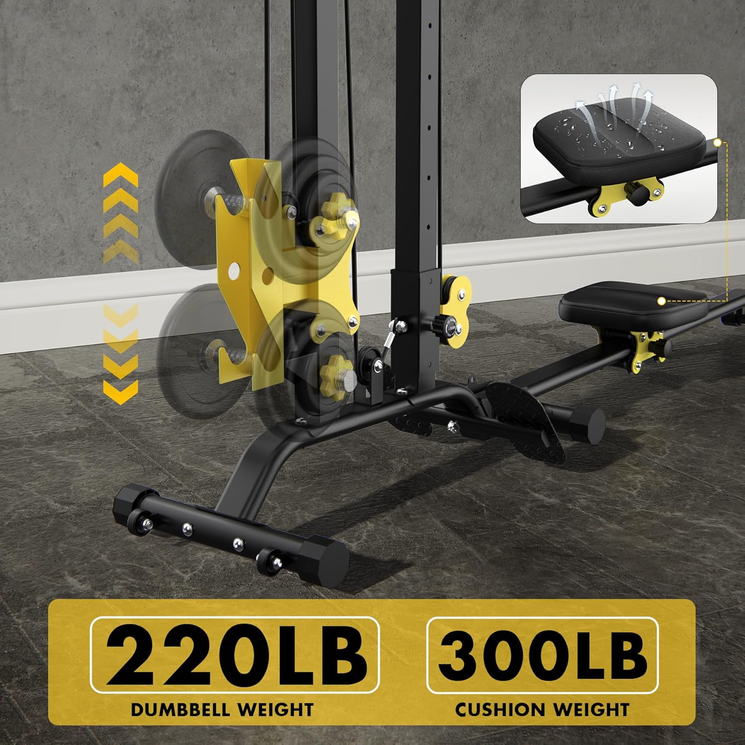 Multi-Functional Cable Station LAT Pull Down Machine Low Row Cable & Rowing Machine Workout Combo for Home Gym - Image 5