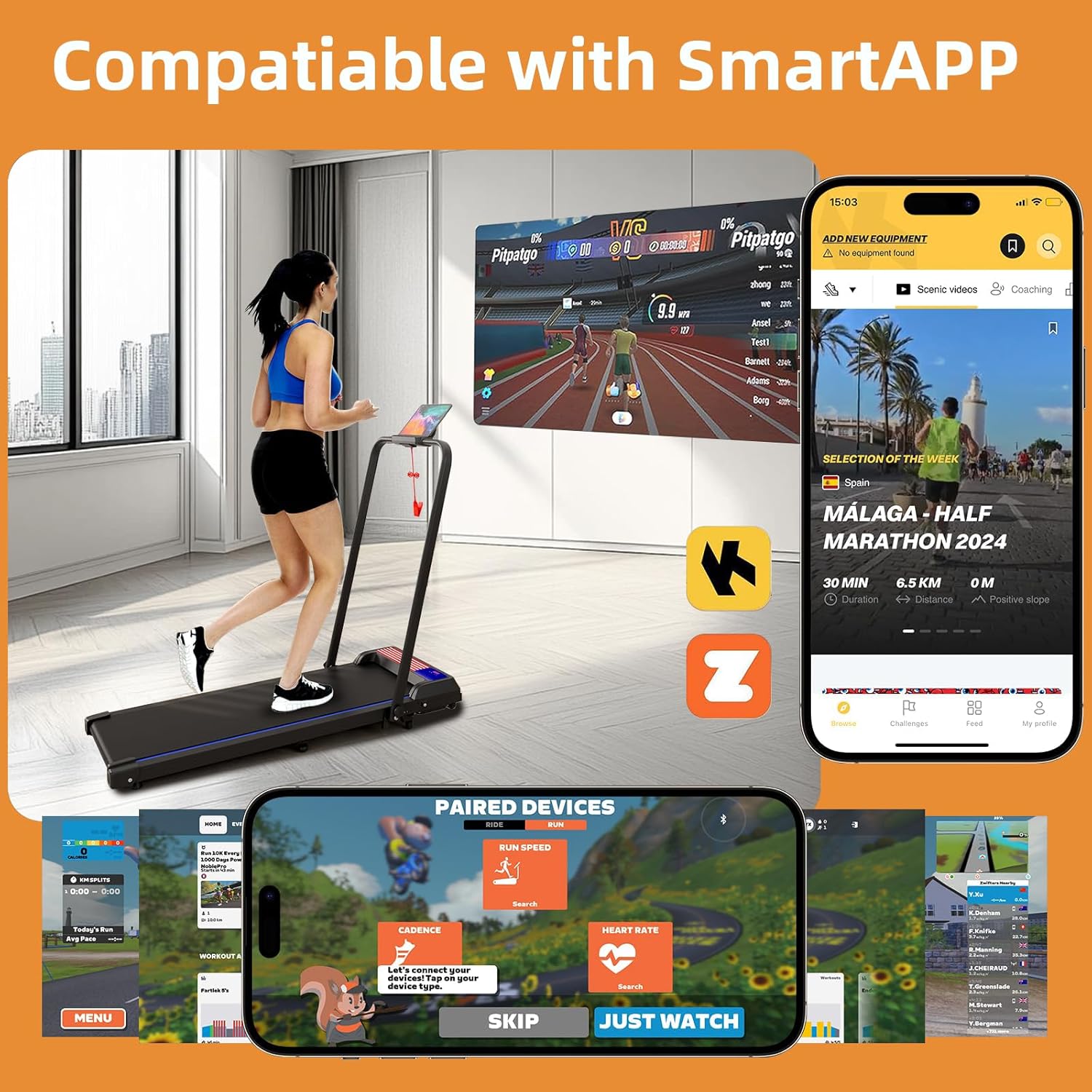 Treadmill with Handle Bar, 2.5HP Walking Pad with Handle, Portable Under Desk Treadmill for Home Office, 300LBS Capacity, Adjustable Incline, Large LED Display, Remote Control - Image 5