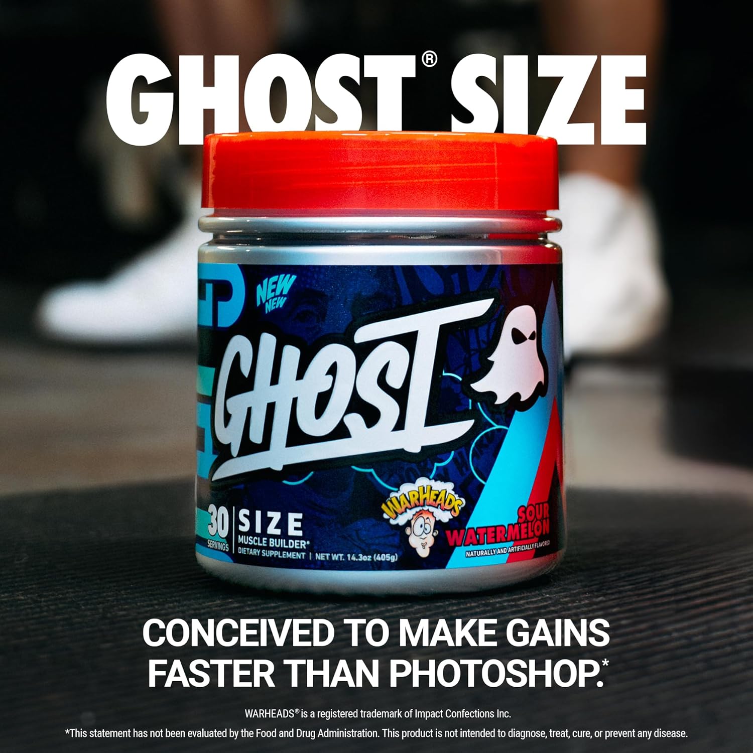 GHOST Size V3 Muscle Builder Dietary Supplement - Warheads Sour Watermelon, 30 Servings – Support Muscle Growth & Strength Building for Men & Women - Creatine & Betaine - Free of Sugar & Gluten - Image 2