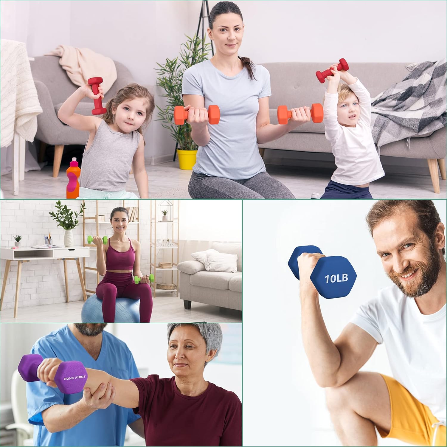 Dumbbell Hand Weight Pairs – Neoprene Dumbbell Exercise & Fitness For Home Gym Equipment and Adjustable Dumbbell Sets–Non-Slip, Color Coded Hex Shaped Free Weights For Women,Men 2LB 3LB 5LB 8LB 10LB Pounds - Image 7