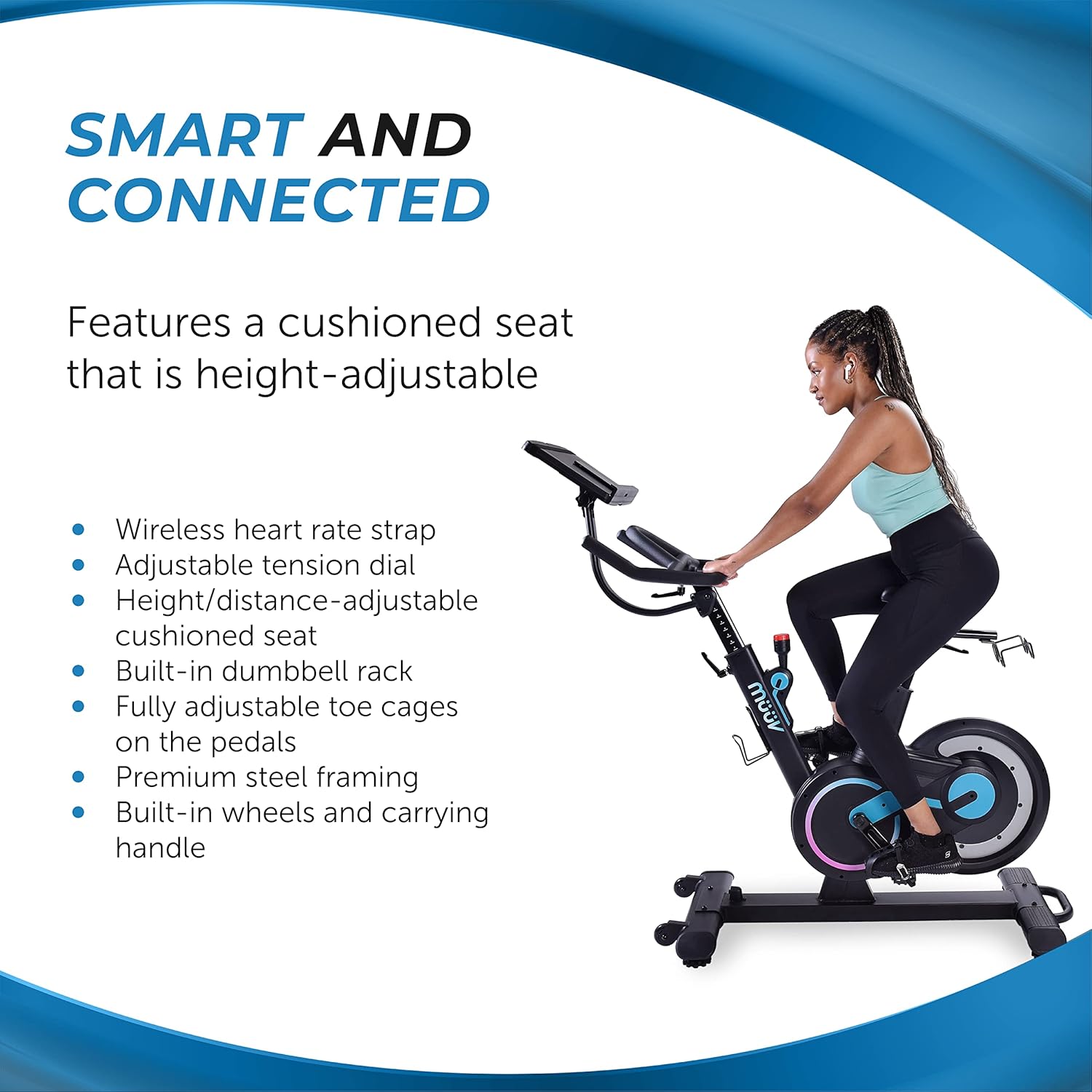 Stamina müüv Bike - Exercise Bike with Wireless Bluetooth Smart Mount - Integrated müüv App for Personalized Home Workout - Up to 330 lbs Weight Capacity - Image 7