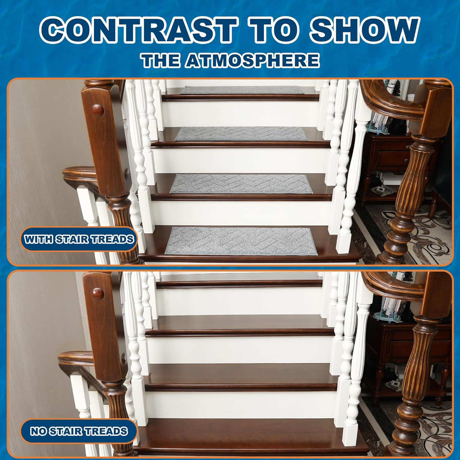 BEQHAUSE Stair Treads Non Slip Stair Runners Step Carpet Mat for Wooden Steps Indoor Machine Washable 28inX9in Edging Polyester Soft Stair Rugs for Kids Elders Pets with TPE Backing(Grey,7pcs) - Image 7