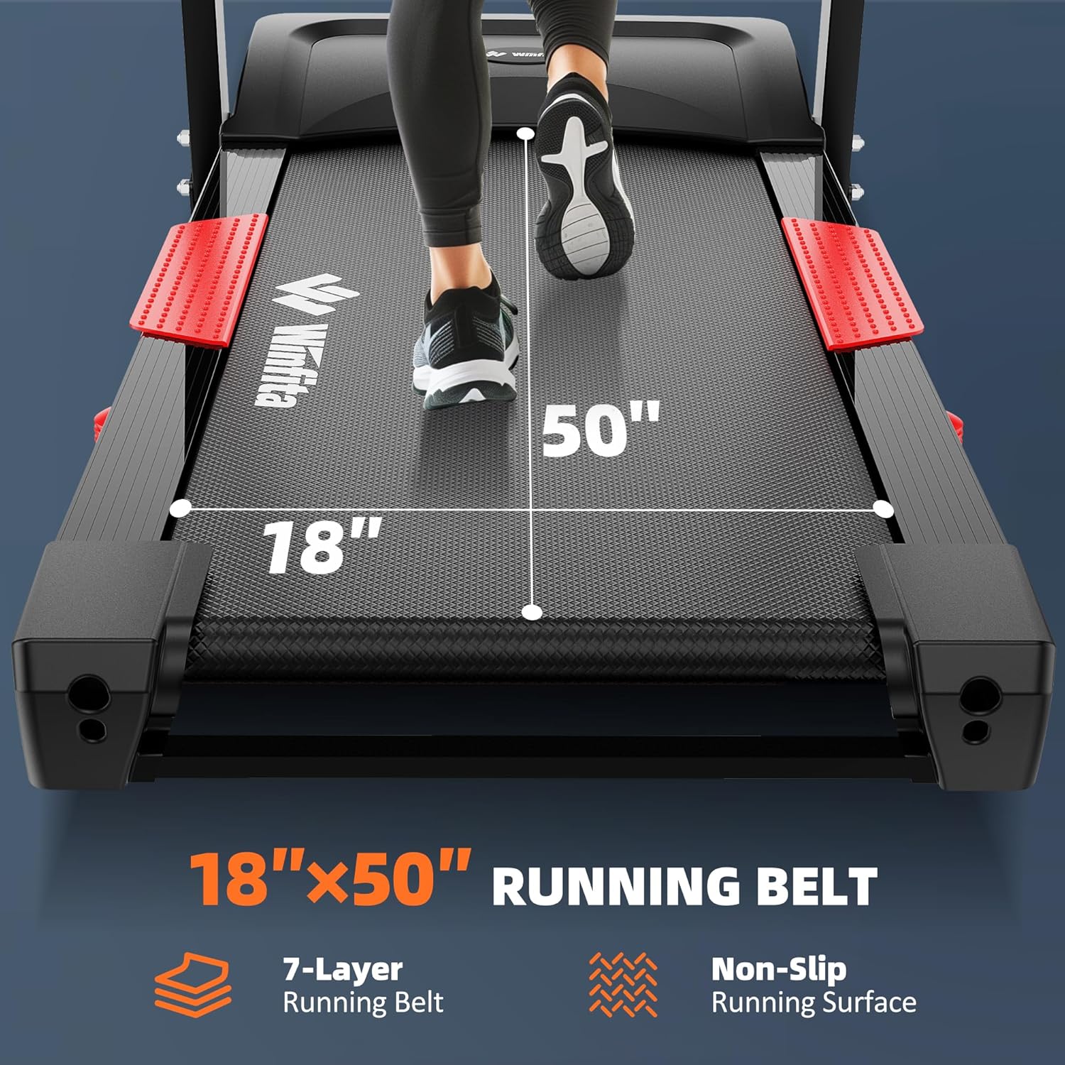 Treadmill with Incline, 300 LBS Capacity, 8 MPH or 10 MPH Speed, Bluetooth, App, Pause Function, Folding Treadmills for Home with 64 Programs, 17'' or 18'' Wide Belt, Heart Rate, BMI Detector - Image 4