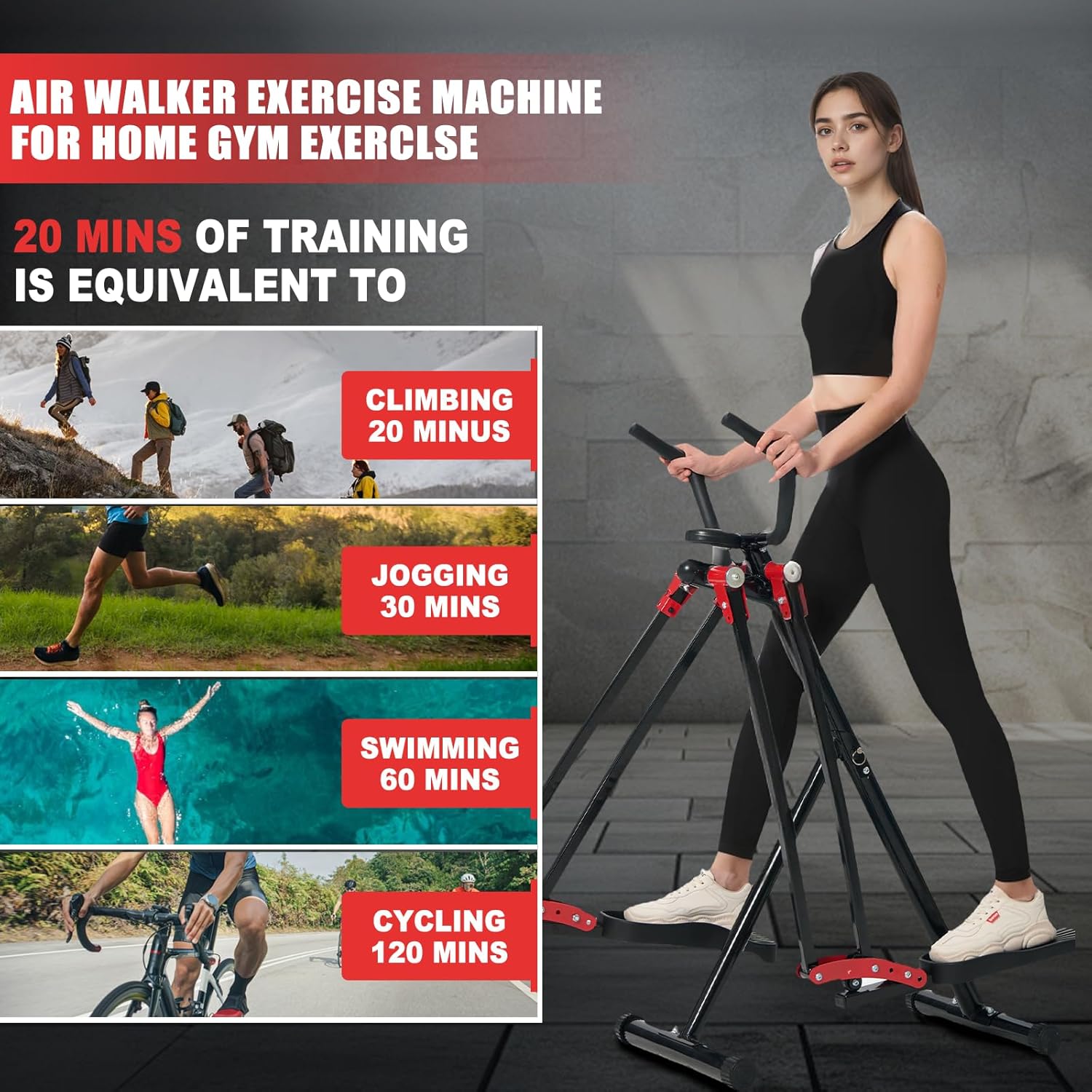 Air Walker Exercise Machine, Cardio Cross Trainer Glider for Home Exercise, Foldable Elliptical for Small Spaces, 350LBS Weight Capacity - Image 2