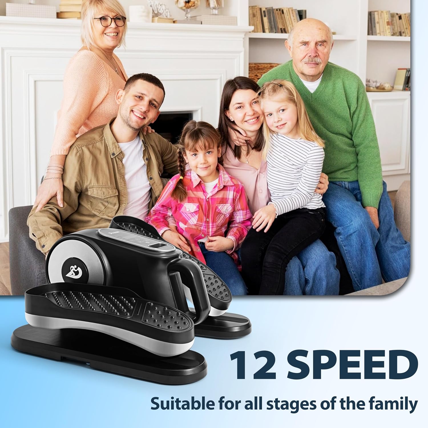 Under Desk Elliptical Machine, Ellipse Leg Exerciser As Seen On TV with Remote, 12 Speed Levels for Whole Family, Forward & Reverse Direction, Auto & Manual Mode, Quiet Portable Machine, Home & Office - Image 2
