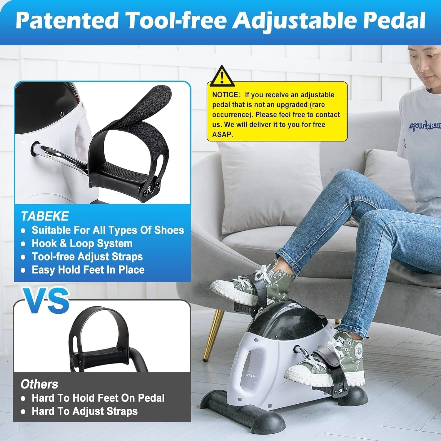 TABEKE Under Desk Bike Pedal Exerciser - Mini Exercise Bike for Arm/Leg Exercise, Pedal Exerciser for Seniors with LCD Display - Image 2