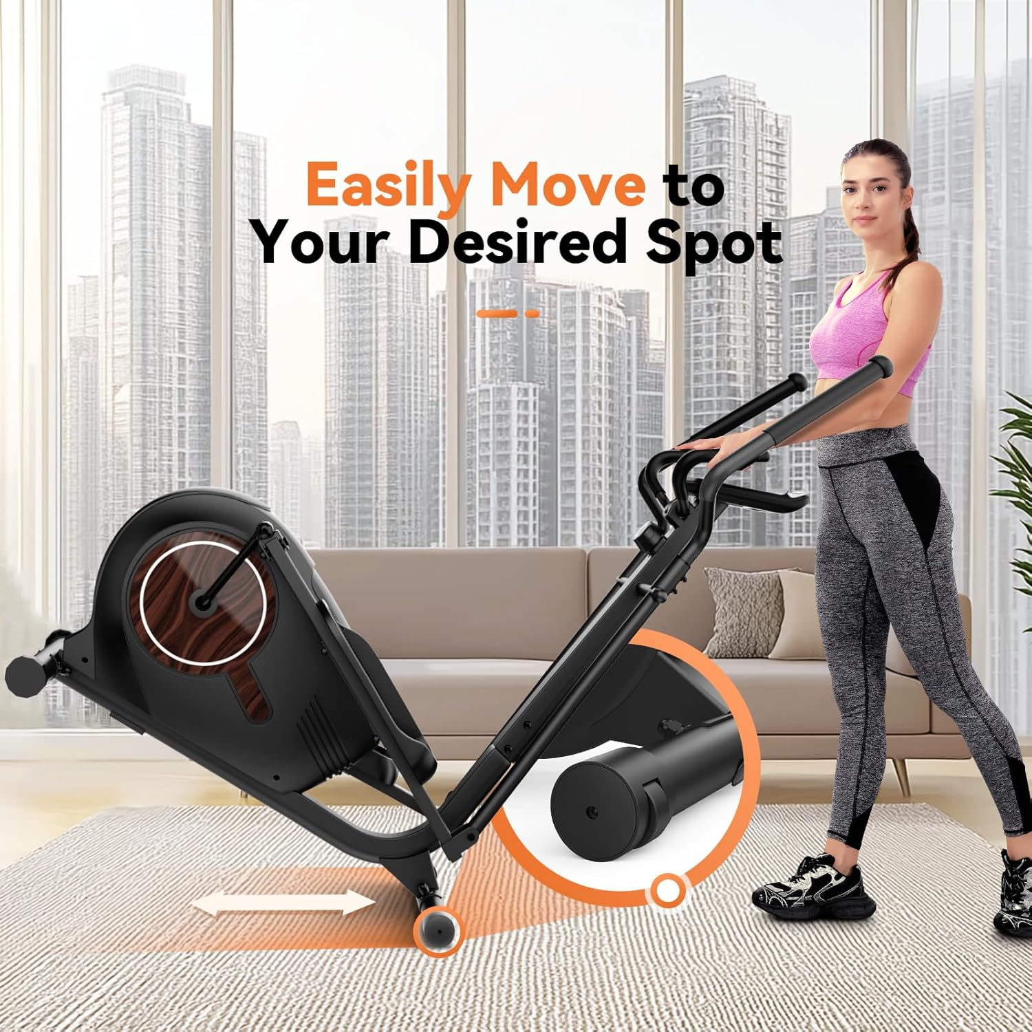 ANCHEER Elliptical Machine, Elliptical Exercise Machine with Quiet Magnetic Drive,14 Resistance Levels, Pulse Rate Monitor, LCD Monitor, 15.5IN Stride, Elliptical Trainer for Home - Image 7