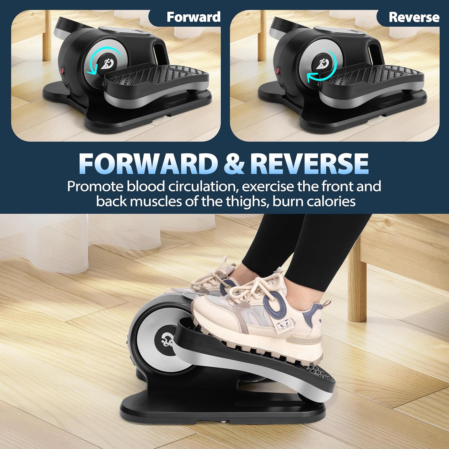 Under Desk Elliptical Machine, Ellipse Leg Exerciser As Seen On TV with Remote, 12 Speed Levels for Whole Family, Forward & Reverse Direction, Auto & Manual Mode, Quiet Portable Machine, Home & Office - Image 5