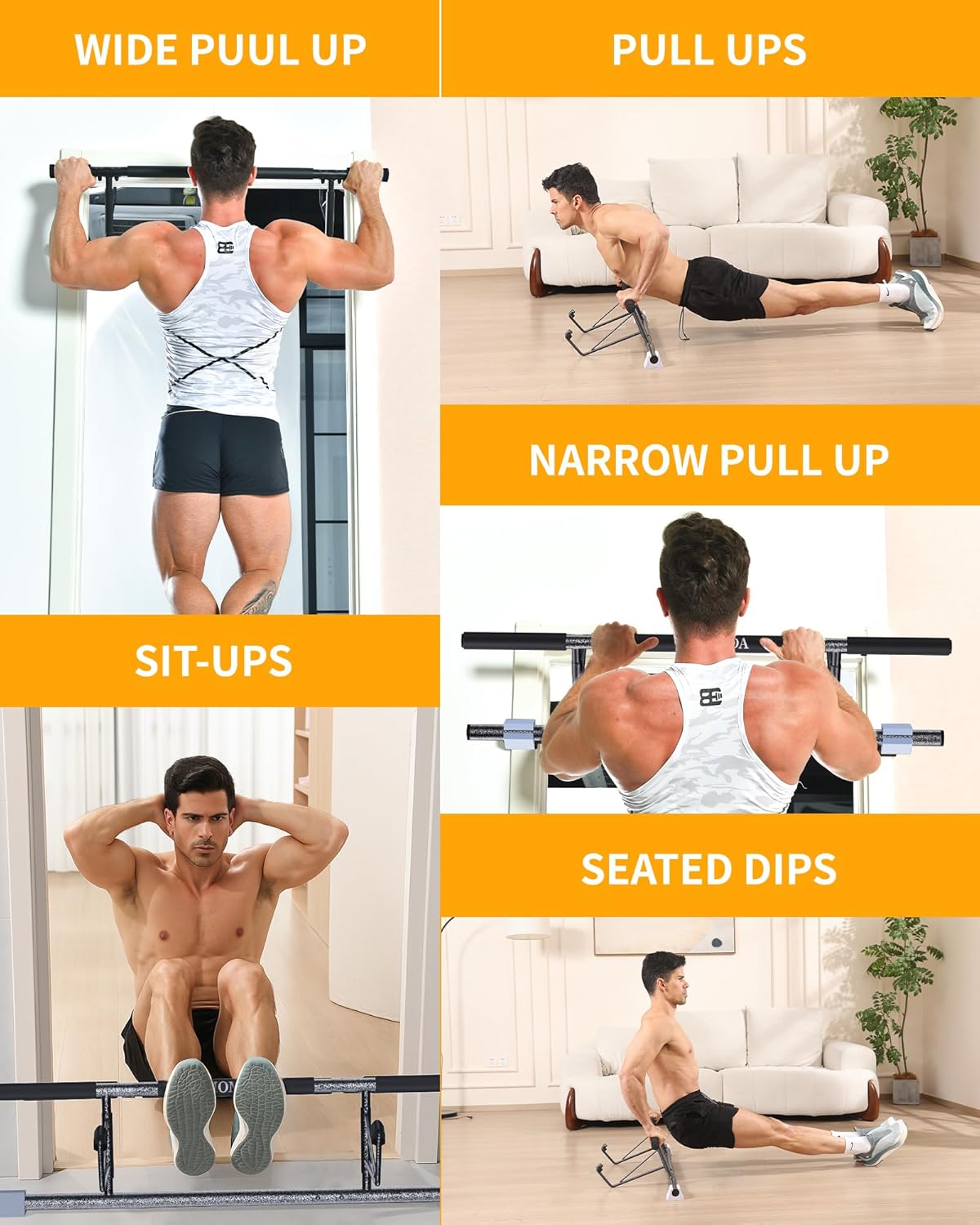 Pull Up Bar Doorway - No Screws Fitness Chin-Up Frame for Home Gym Exercise Multi-Angle Grip - 2025 Folding Upgrade (Fits Almost All Doors) - Image 6