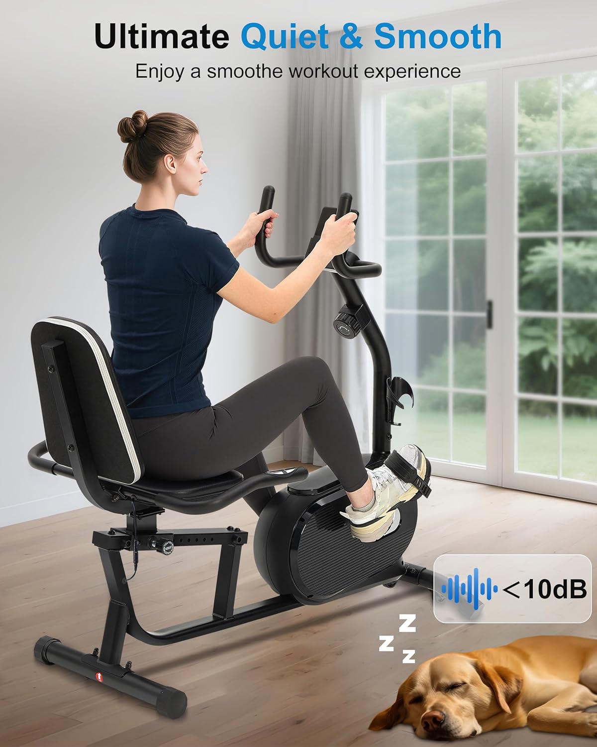 ECHANFIT Recumbent Exercise Bike for Home - 380LBS Weight Capacity, Exercise Bike with Smart Workout APP, 16-Level Magnetic Resistance, Backlit Display, Comfortable Seat - Image 3