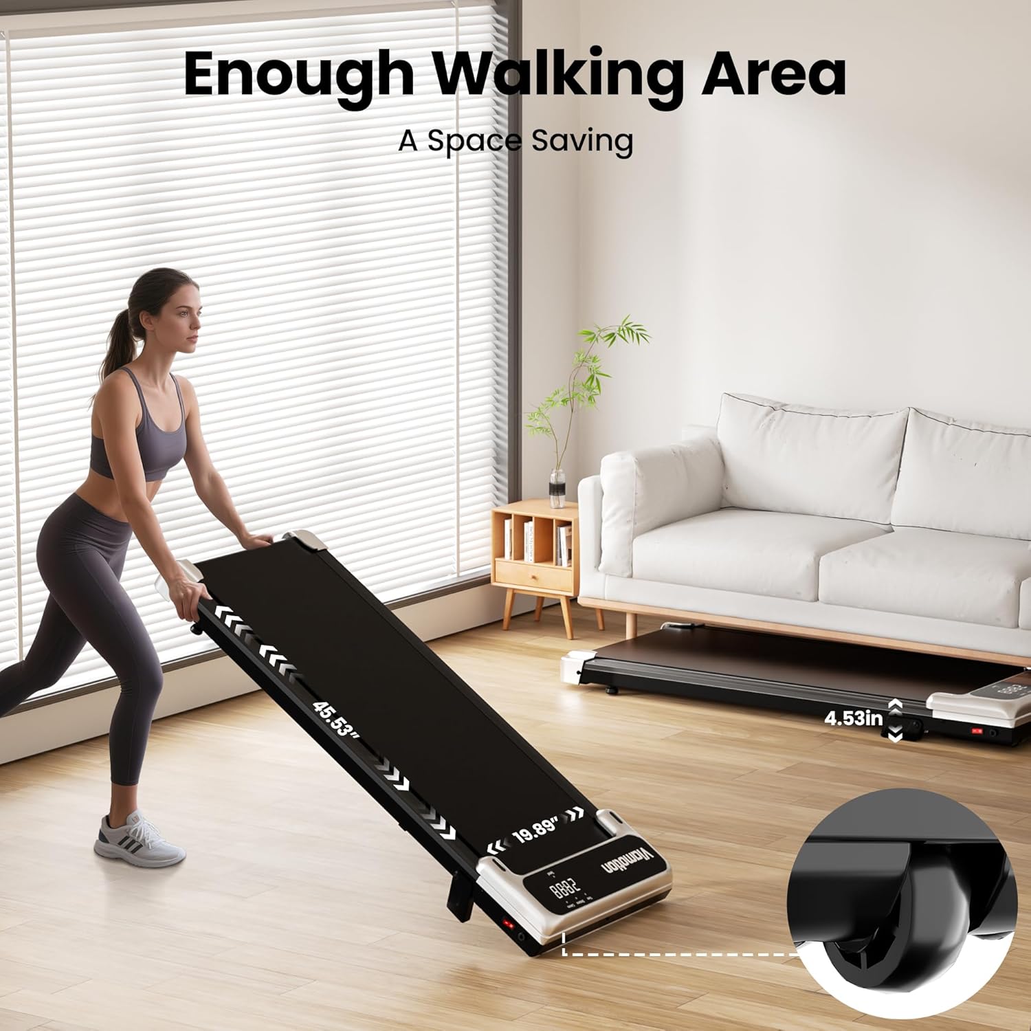 Walking Pad,Under Desk Treadmill with Incline,2.5HP Low Noise Walking Pad with Remote and LED Display,Portable Walking Pad with 265 lbs Weight Capacity,Under Desk Treadmill Home Office - Image 7