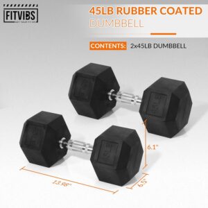 Hex Dumbbells Rubber Coated Hand Weights for Exercises and Fitness Home Gym, Pair
