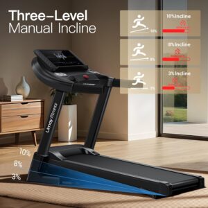 UMAY Fitness Home Folding Incline Treadmill with Pulse Sensors, 3.0 HP Quiet Brushless, 300 lbs Capacity (Black or Gray)
