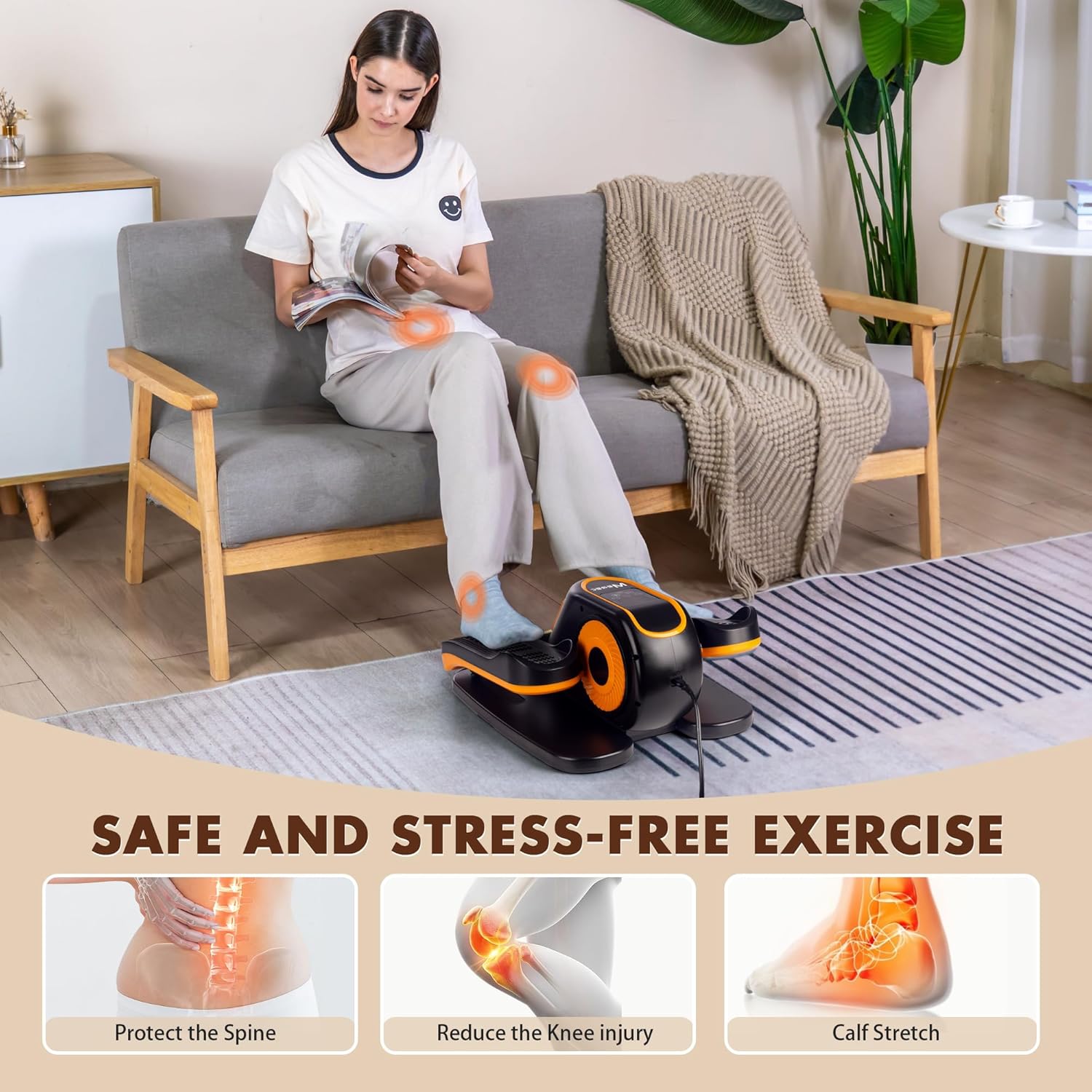 Under Desk Elliptical Machine, Electric Elliptical Training Machine w/Remote & 12 Speeds Level, Manual & Auto Mode, Elliptical Traier for Seniors Seated Pedal Exerciser for Home Office - Image 8