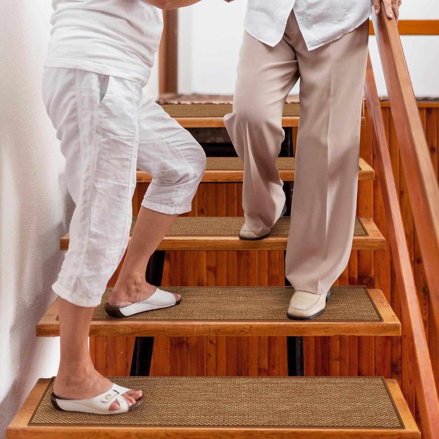 Seloom Linen Non-Slip Stair Treads Carpet for Wooden Steps Indoor, Peel and Stick for Wood Stairs, Machine Washable Runners for Pets, 15 Pack, Coffee (9" x36") - Image 7