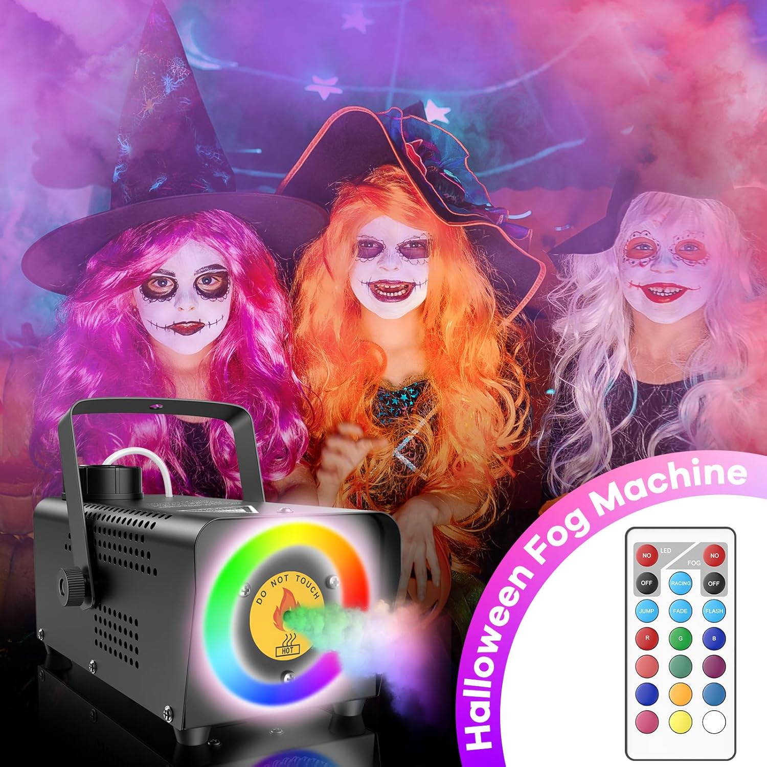 Fansteck Fog Machine, Smoke Machine with 45 LED Lights, 2000CFM Smoke Machine Fog with Wireless Remote Control Portable for Outdoor, Parties, Stage Effect, Indoor, Disco, Halloween, RGB Lighting - Image 6