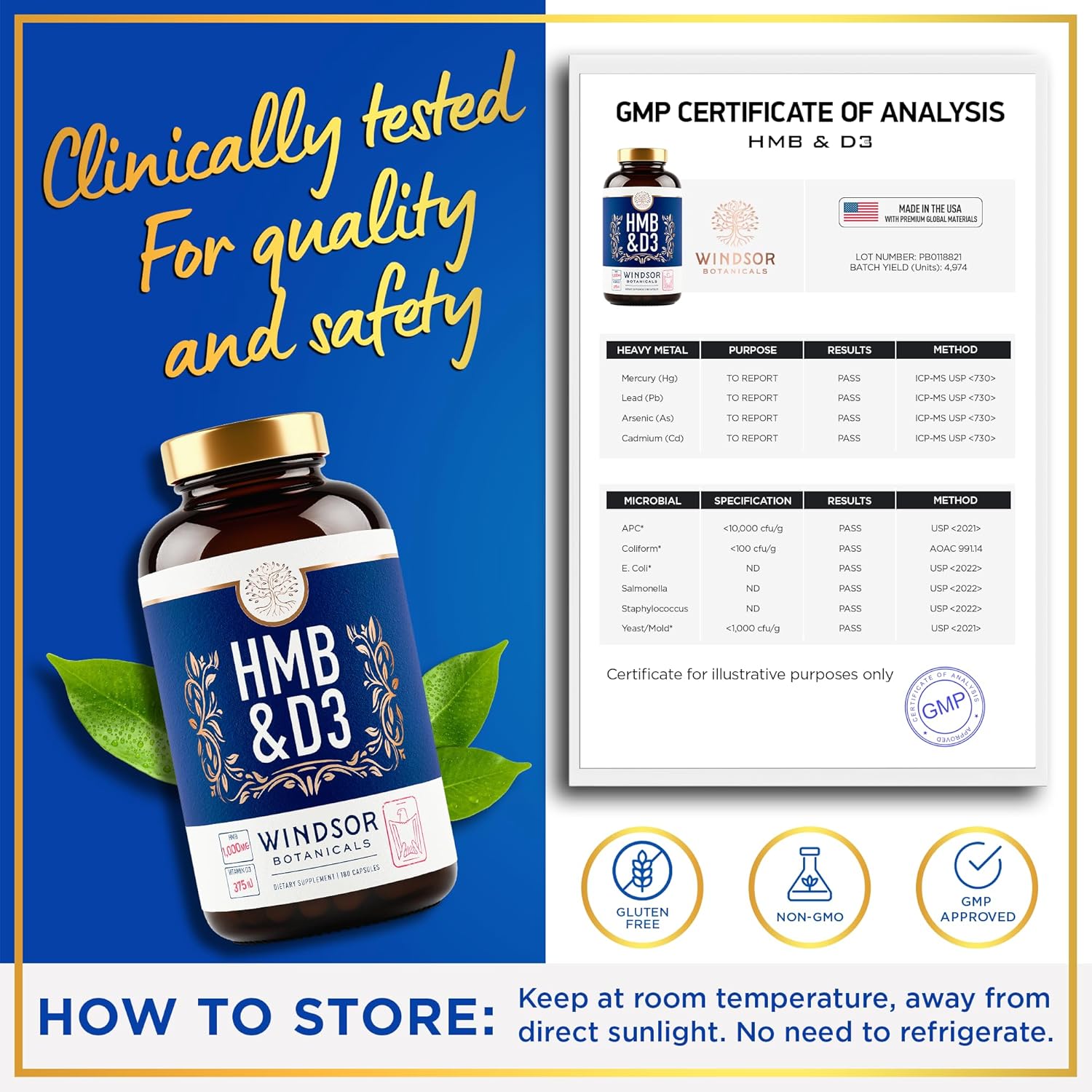 HMB and Vitamin D3 Supplement - B-Hydroxy B-Methylbutyrate 1,000 MG HMB Supplements for Men and Women Plus Calcium, Vitamin D 3 - Muscle Growth, Strength, Performance, Recovery - 90 Days, 180 Caps. - Image 8