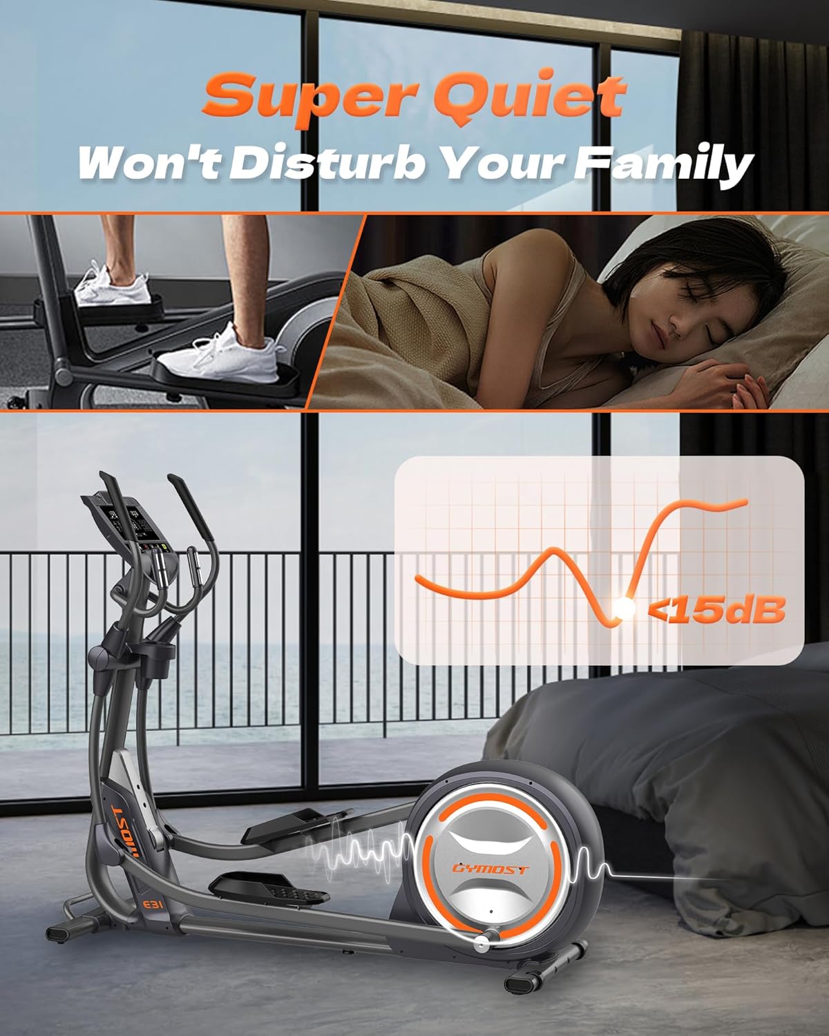 Elliptical Machine, Elliptical Exercise Machine for Home with Hyper-Quiet Magnetic Drive System, Elliptical Trainer with 32 Resistance Levels, Large LED Monitor - Image 7