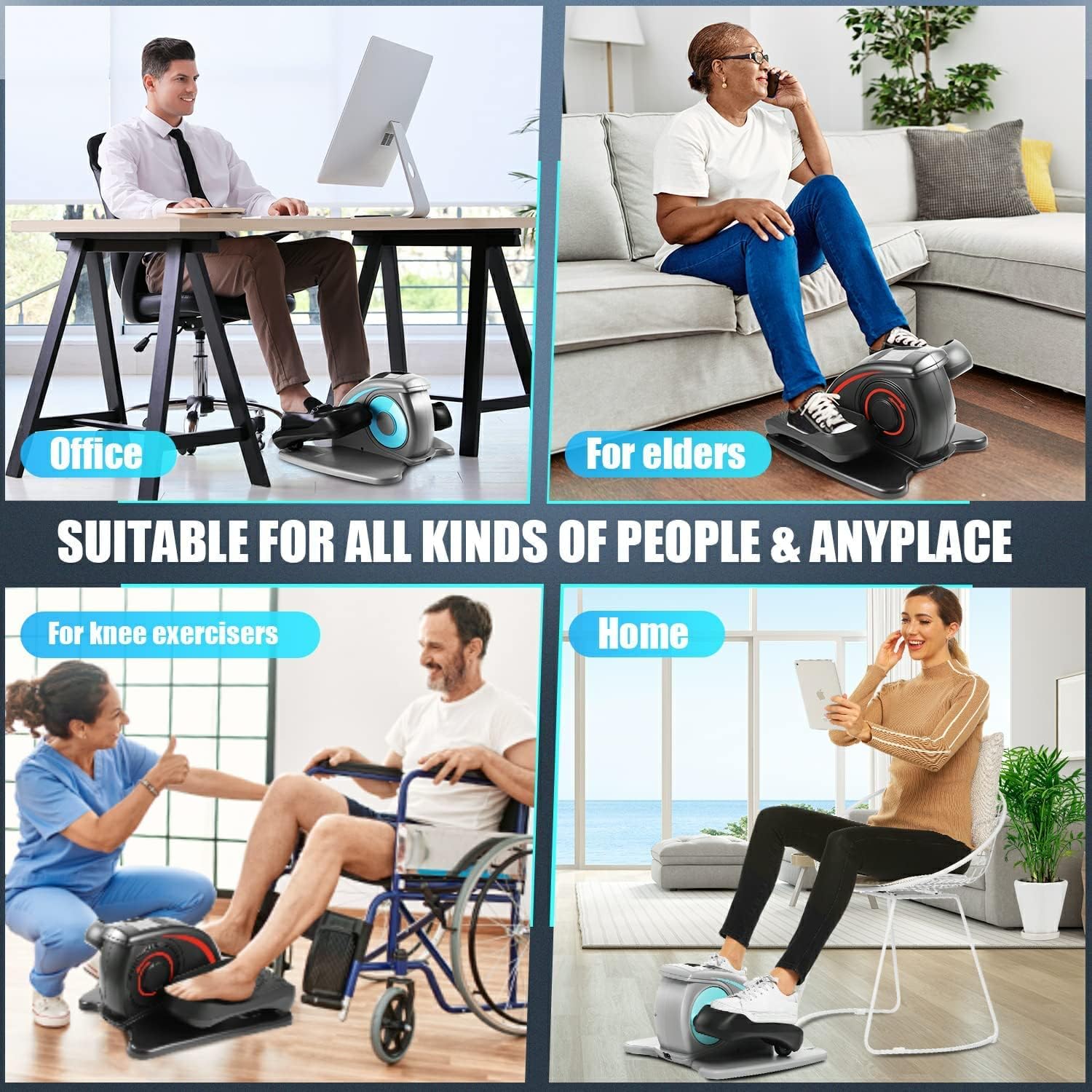 ANCHEER Under Desk Elliptical Machine - Quiet Pedal Exerciser for Seniors, Office & Home, Low-Impact Seated Leg Workout Equipment, Smart LCD Display, Remote Control - Image 7