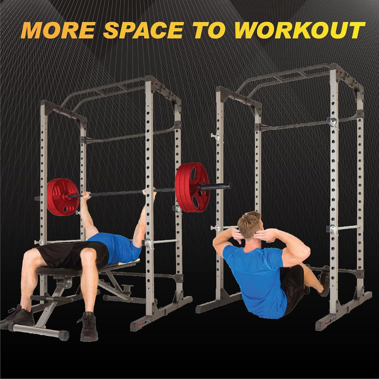 Fitness Reality Power Cage Squat Rack with Optional LAT Pulldown, Cable Crossover, 800 lb Capacity, Multi-Grip Pull-Up Bar, Adjustable Safety Bars, Strength Training for Home Gym - Image 4