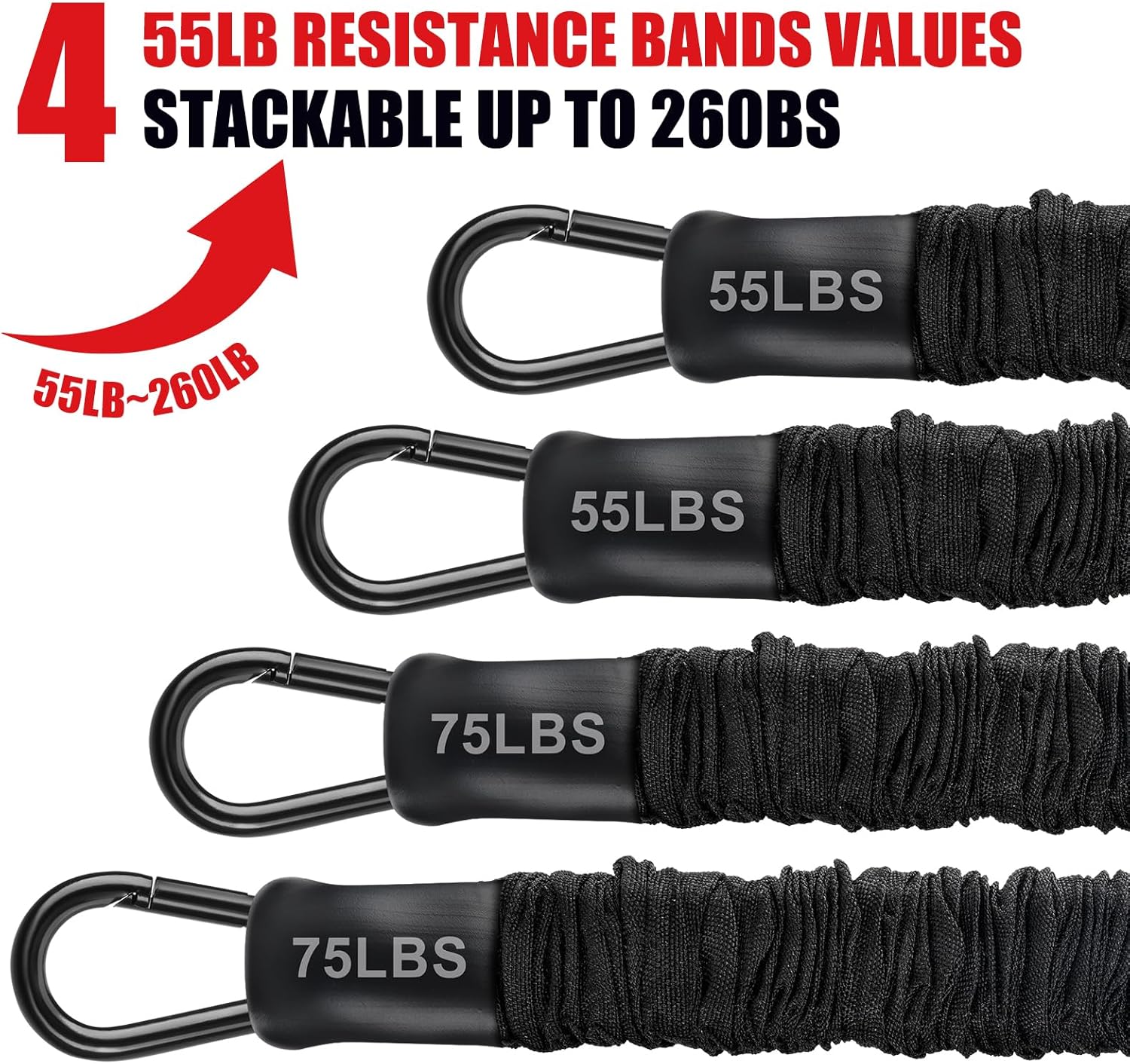 Pull Up Assistance Bands 260lbs, Heavy Pull Up Bands Resistance Bands for Pull Ups Working Out with Feet Rest, Pull Up Bar Bands Assistance Bands Strength Training Workout Equipment, Height Adjustable - Image 4