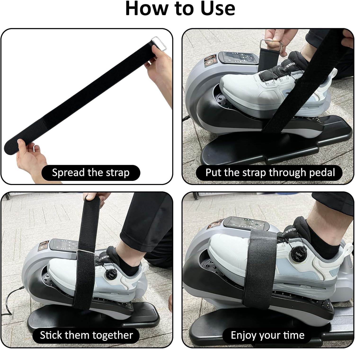 4 Pcs Ellipse Leg Exerciser Machine Pedal Straps, Suitable for Under Desk Elliptical Peddler Foot & Leg Pedal Exercixer for Seniors Fitness Home Sports Accessories - Image 4