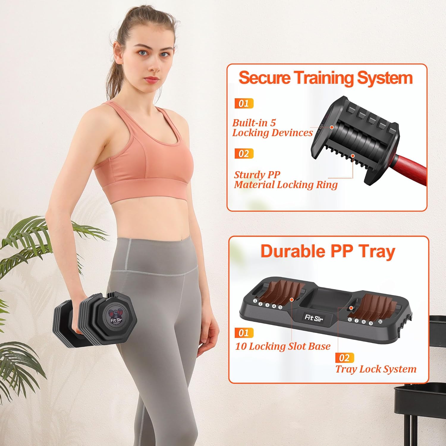 Adjustable Dumbbell Set 25/55/90LBS,10 in 1 Free Weights Dumbbell with Anti-Slip Texture Handle,1 Sec Speed Adjustment Men/Women Gym and Home Strength Training Equipment. - Image 3