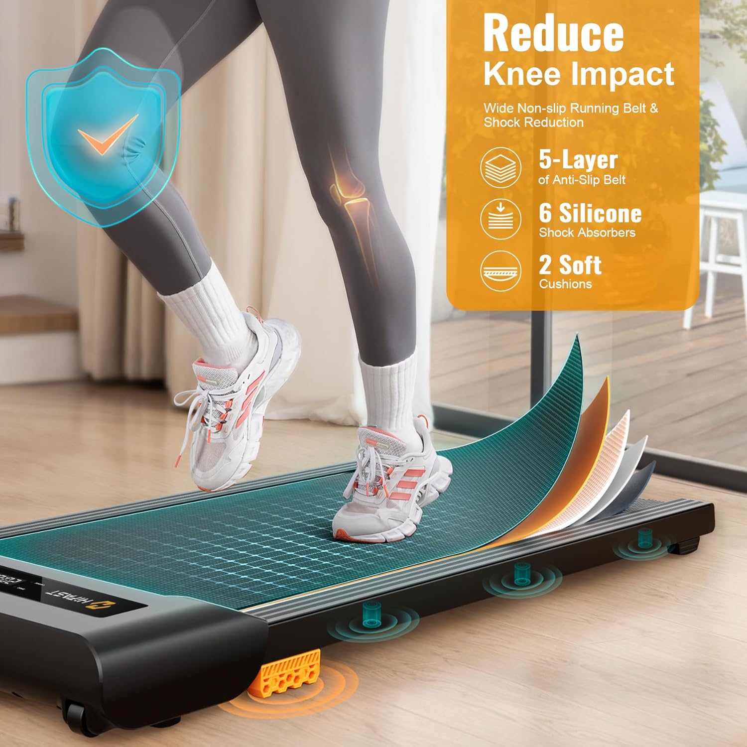 Walking Pad, 2.5HP Under Desk Treadmill for Home Office, 300 Lbs Capacity Portable Treadmills with Remote Control & LED Display, 2 in 1 Running Pad for Walking Jogging and Running - Image 7