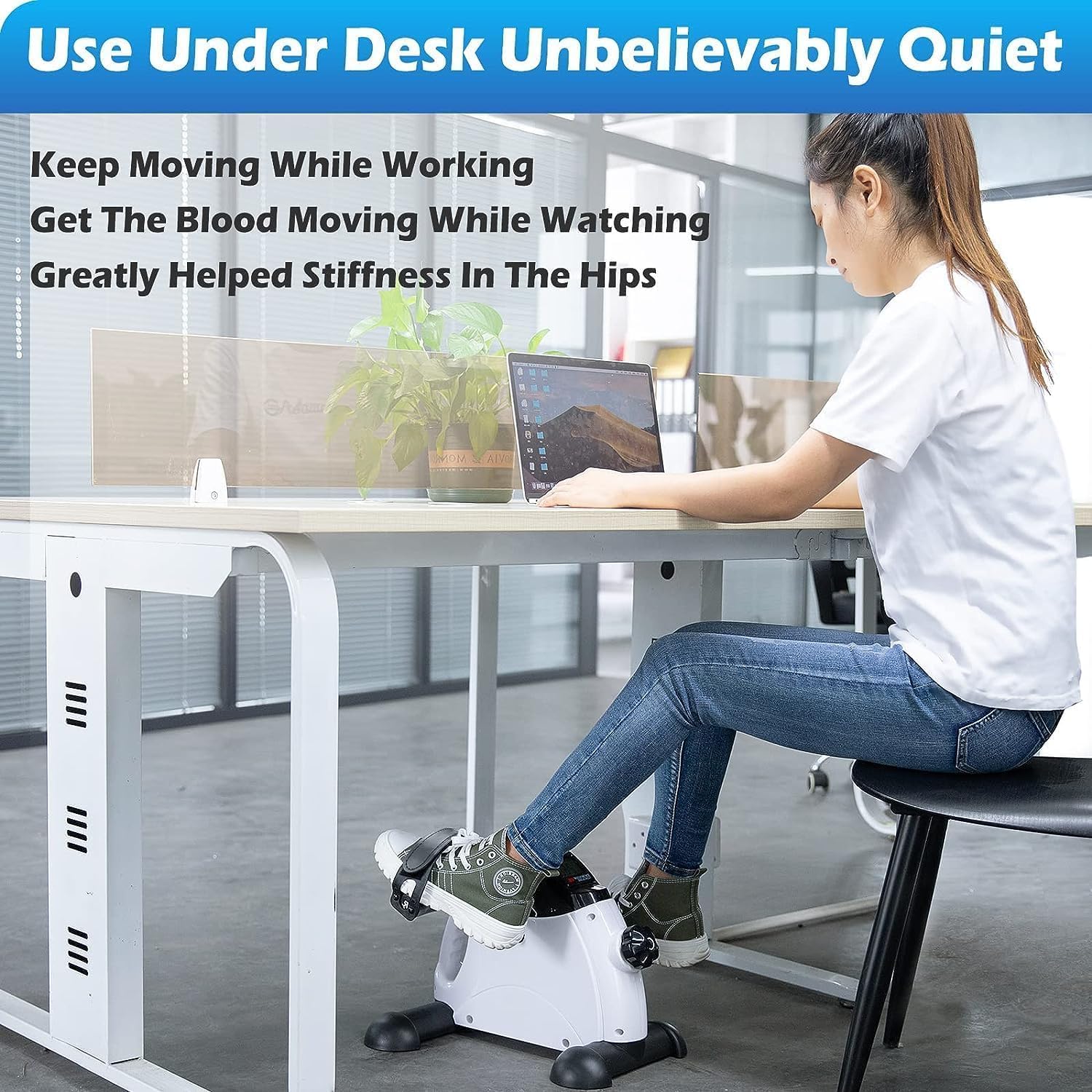 TABEKE Under Desk Bike Pedal Exerciser - Mini Exercise Bike for Arm/Leg Exercise, Pedal Exerciser for Seniors with LCD Display - Image 3