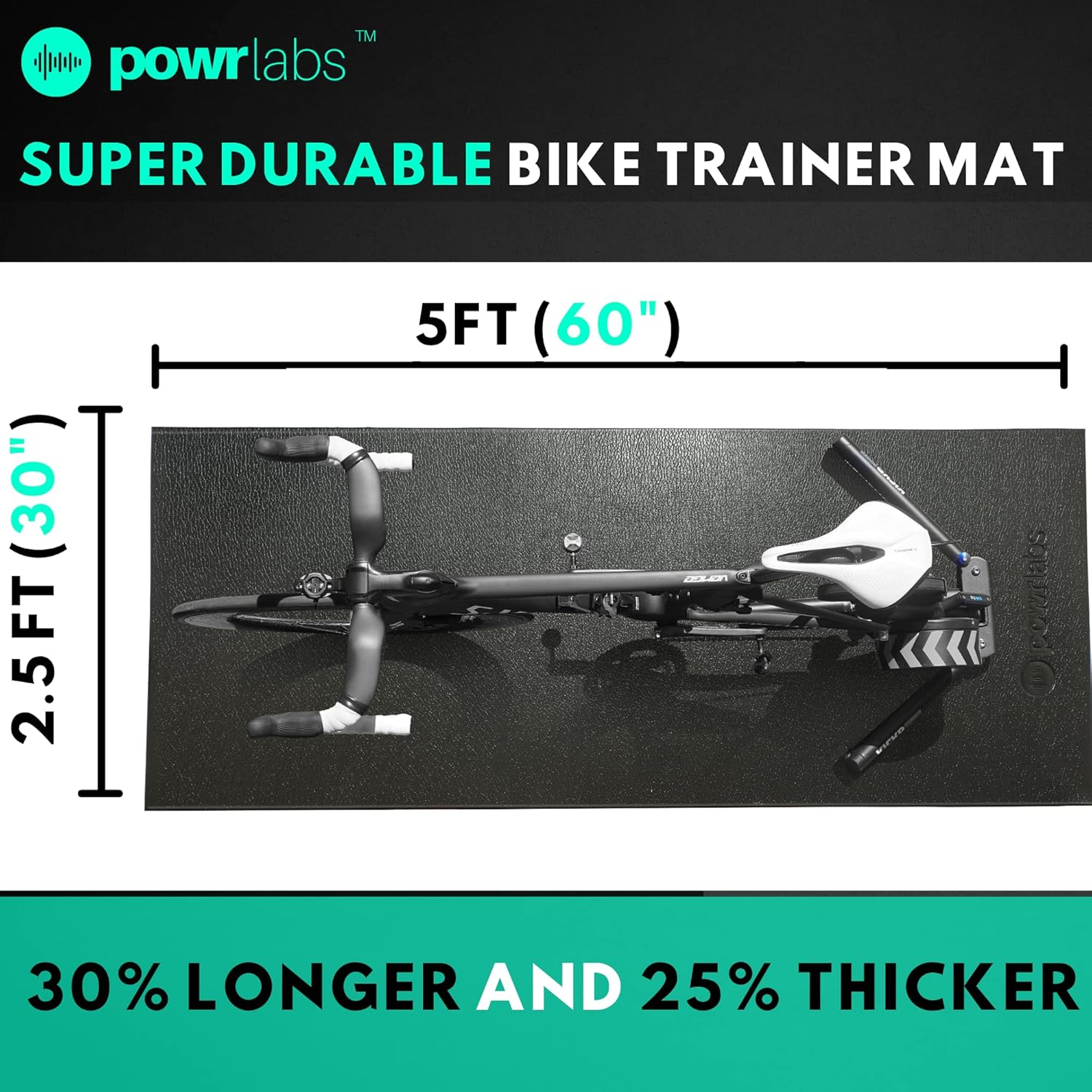 Powr Labs Bike Mat Compatible with Peloton, Treadmill, Exercise Equipment, Elliptical, Walking Pad, Indoor Bike Trainers, Home Gym Workout - Protects Hardwood Floors and Carpet - Image 4