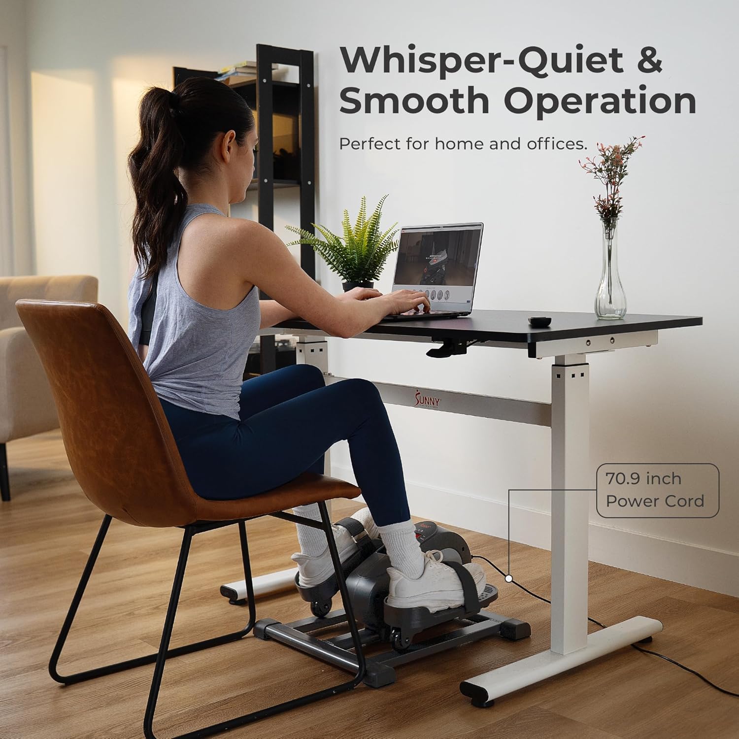Sunny Health & Fitness Smart Mini Elliptical Trainer, Indoor Under-Desk Pedal Exerciser for Mobility & Cardio Workout, Free SunnyFit App Connection, Optional Motorized w/Remote Control - Image 5