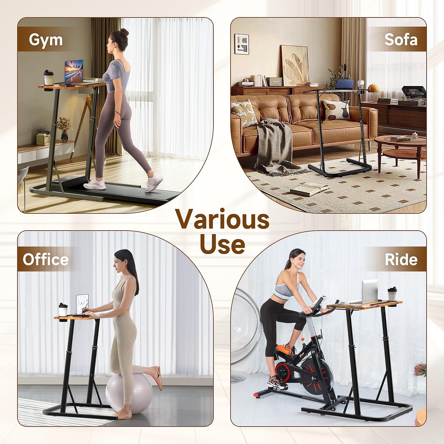 VTORY Adjustable Standing Desk for Walking Pad Treadmill, Desk for Cycling/Bike, Workstation Standing Table for Treadmills Walking Pads, Trainer Stand Table for Indoor,Attachment,Bar for Walking Pad - Image 4