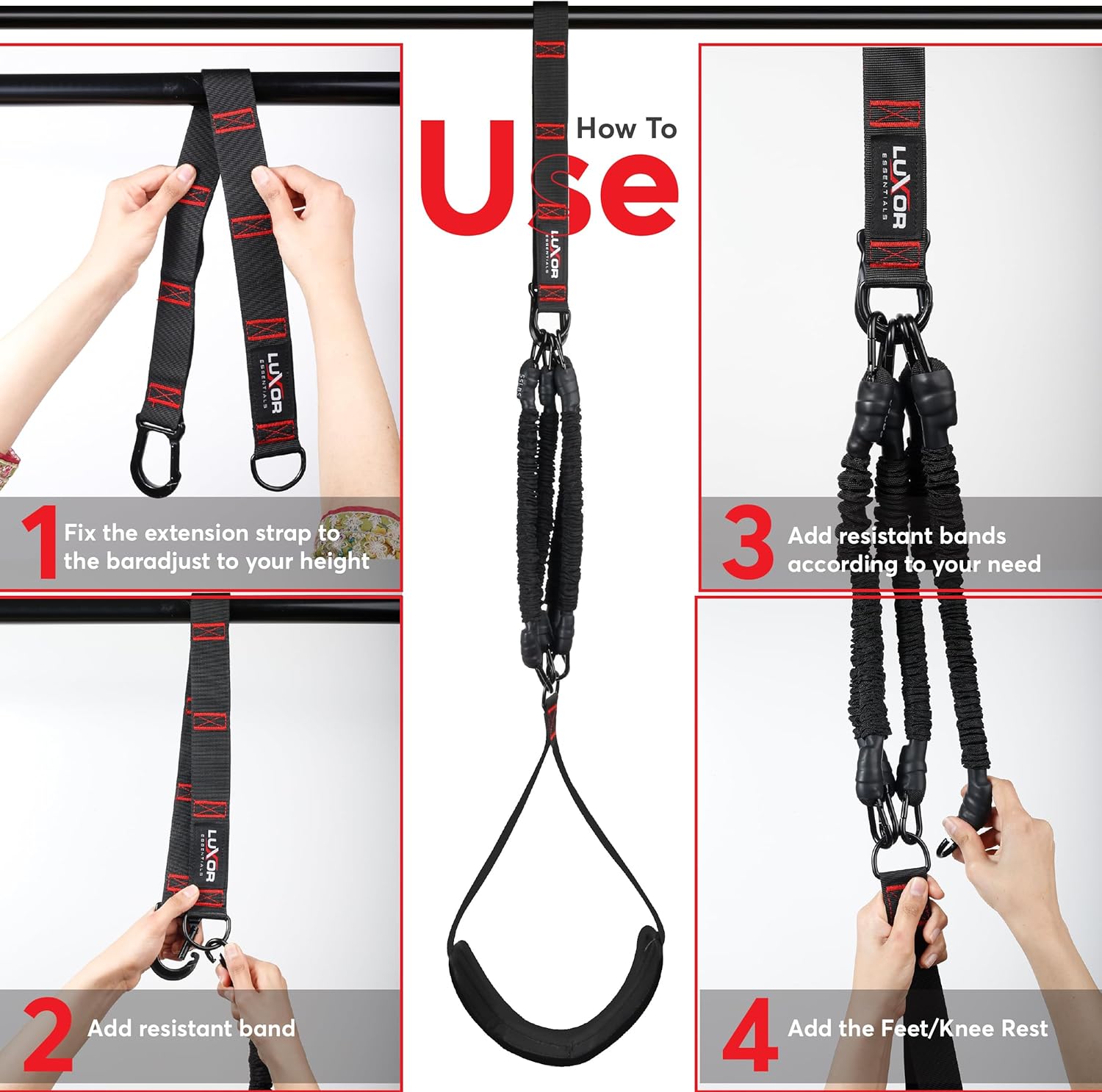 Pull Up Assistance Bands 260lbs - 4 Heavy Duty Assisted Pull Up Bands - Adjustable Strength Resistance Band Pull Up Assist, Training Equipment with Foot Rest, Bar Band for Home & Gym - Image 7