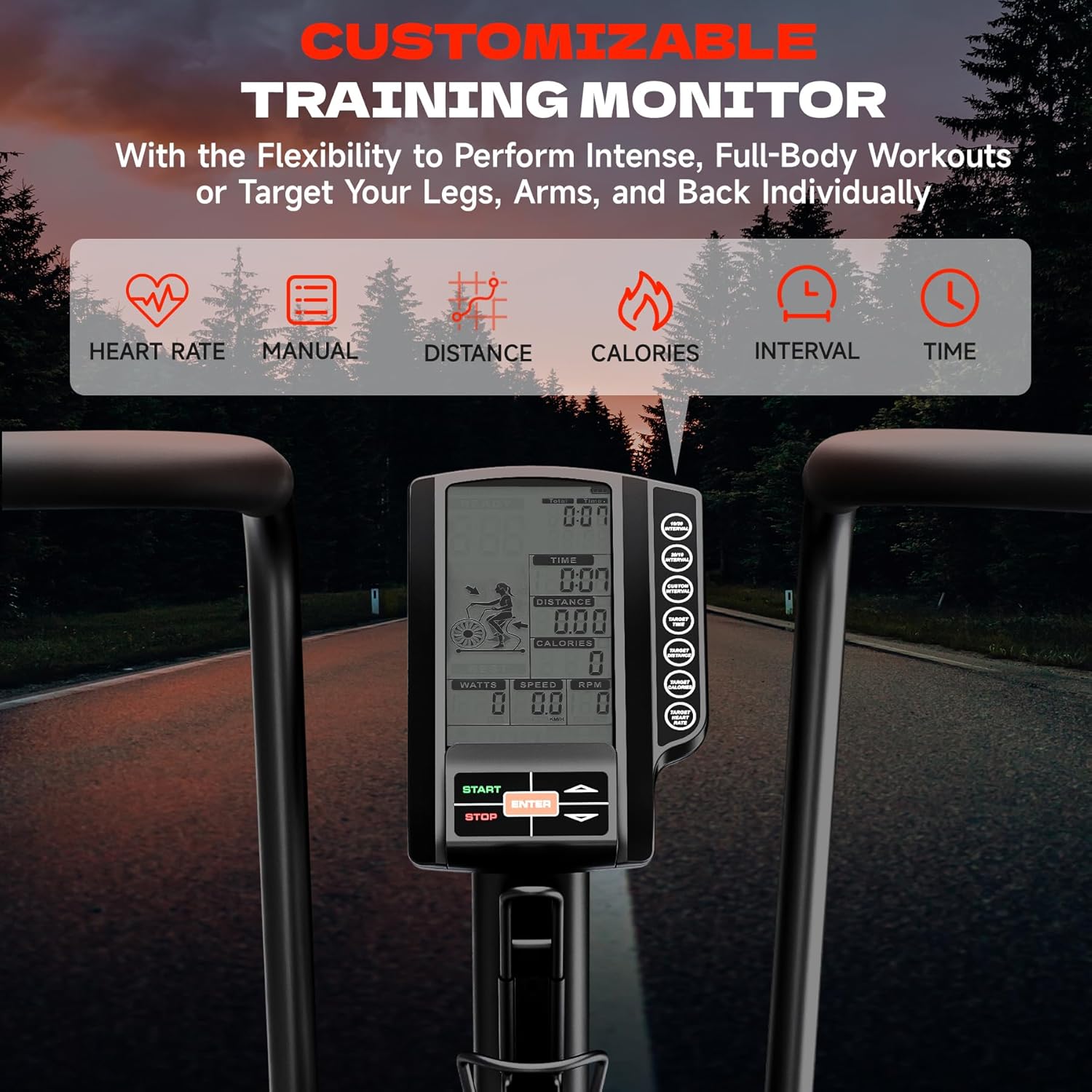 Air Bike, Exercise Bike with Magnetic & Air Resistance Fan Bike, Stationary Bike for Home Cardio Workout, Adjustable Indoor Cycling Bike with APP & Dual Action Handlebars, 350lb Capacity - Image 2