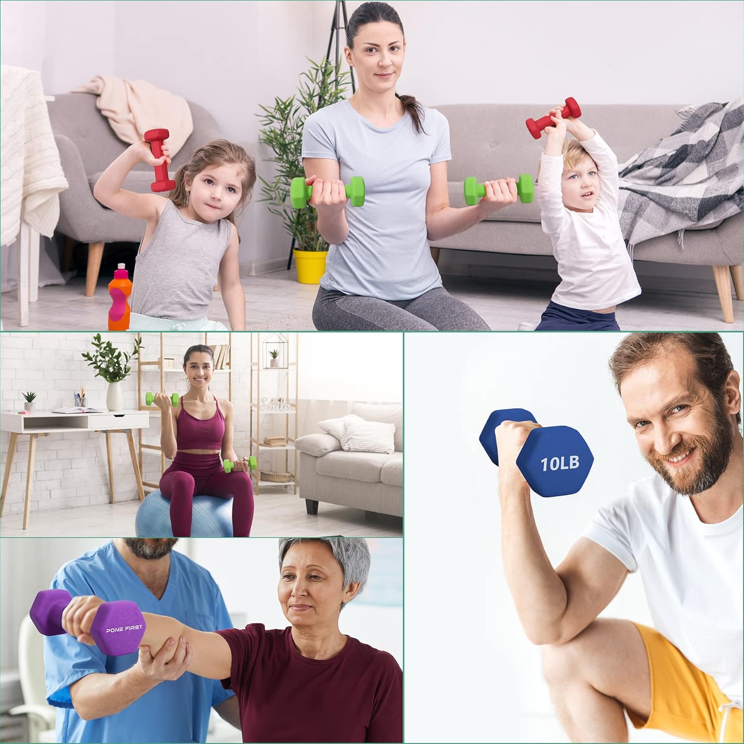 Dumbbell Hand Weight Pairs – Neoprene Dumbbell Exercise & Fitness For Home Gym Equipment and Adjustable Dumbbell Sets–Non-Slip, Color Coded Hex Shaped Free Weights For Women,Men 2LB 3LB 5LB 8LB 10LB Pounds - Image 7