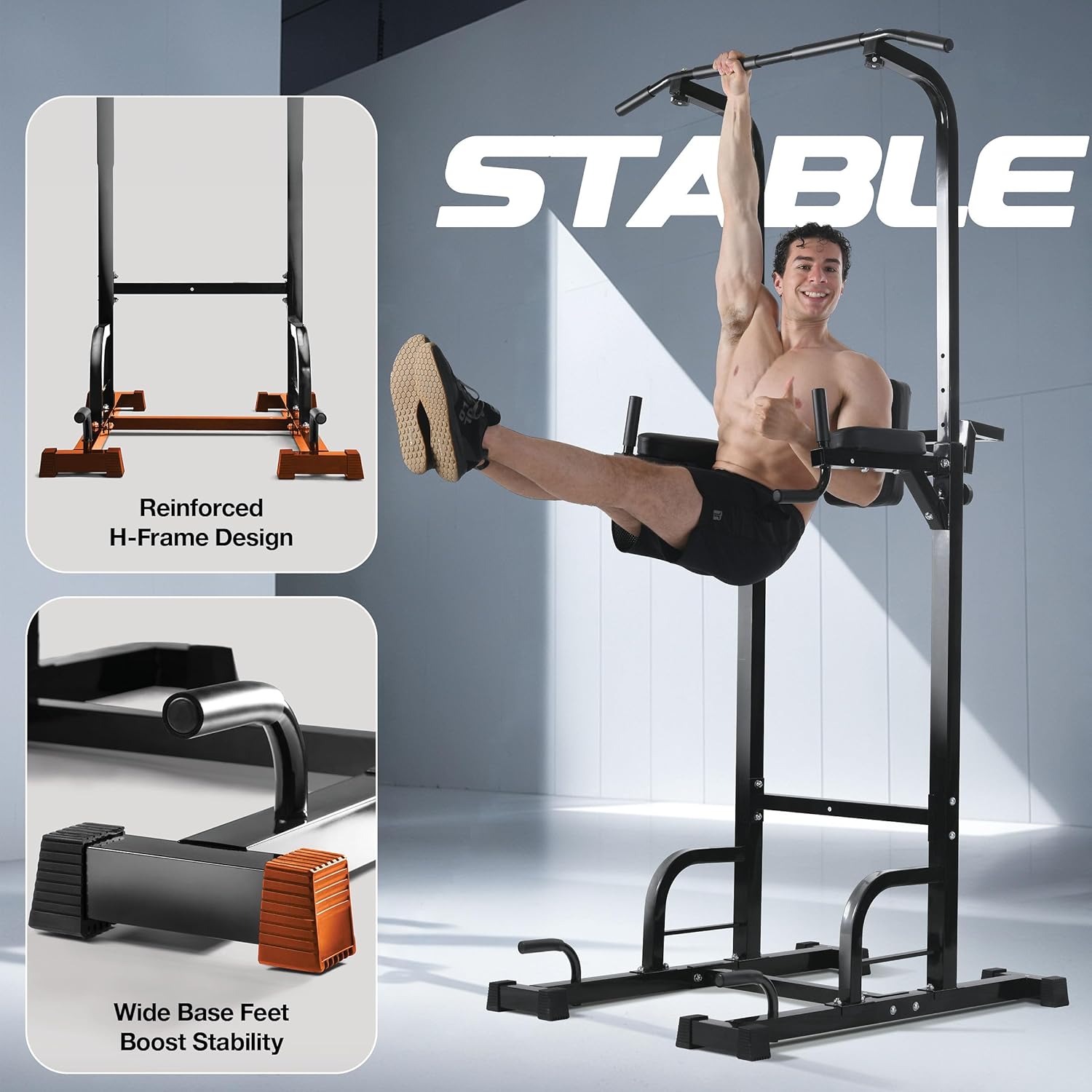 Pull Up Bar Free Standing - Power Tower, Multi-Functional Pullup Dip Station, Calisthenics Equipment Station For Home Gym - 440LBS Capacity, Height Adjustable, Durable, Heavy-Duty Strength Training For Men & Women To Build Muscle. - Image 4