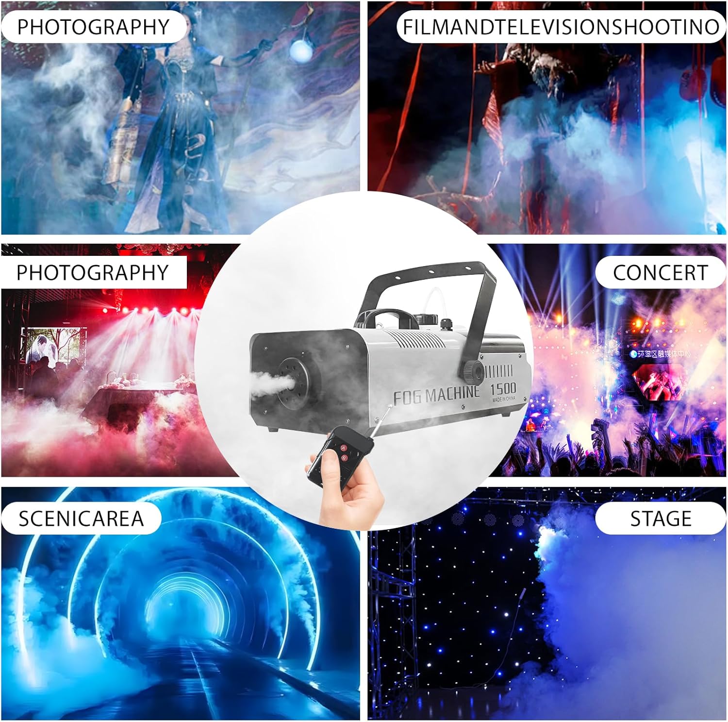 1500 Watt Fog Machine Indoor/Outdoor, Halloween Smoke Machine with Auto Mode and Wired Remote Control for Wedding, Parties and Stage Effect,20000 CFM Haze machine - Image 6