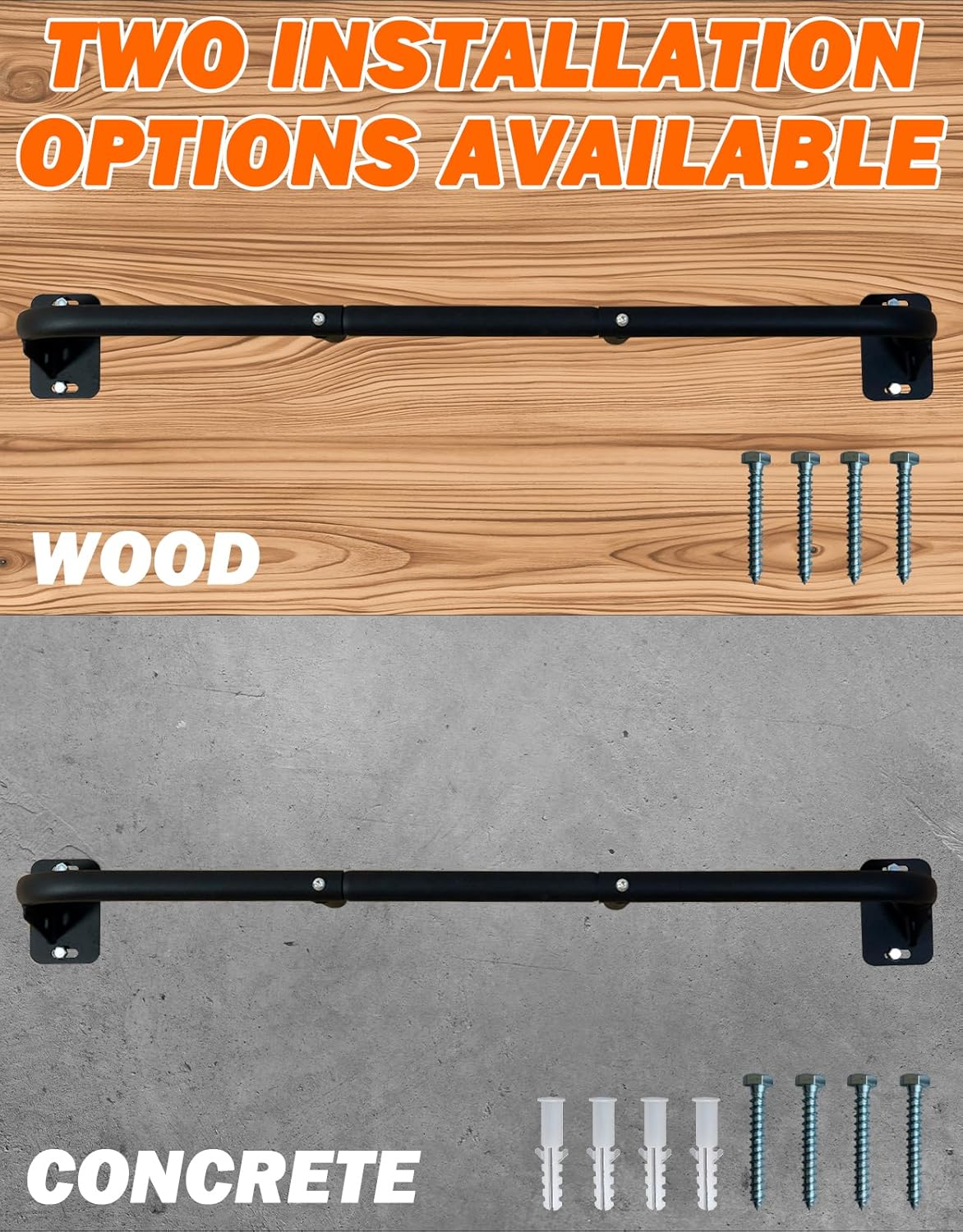 Fitarc Heavy Duty Wall Mount Pull Up Bar, Joist Mount Chin Up Bar for Doorway, Steel Construction, Home Gym Equipment, Fits 32”-36” Wall Studs - Image 6