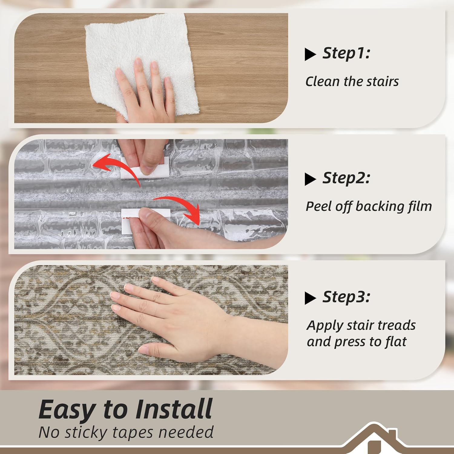 BEQHAUSE Stair Treads for Wooden Steps Non-Slip Machine Washable Carpet Stair Treads 8"X30" Soft Indoor Stair Runner for Kids Elders and Pets, 100% Polyester, TPE Backing, 15pcs, Beige/Malt Yellow - Image 7
