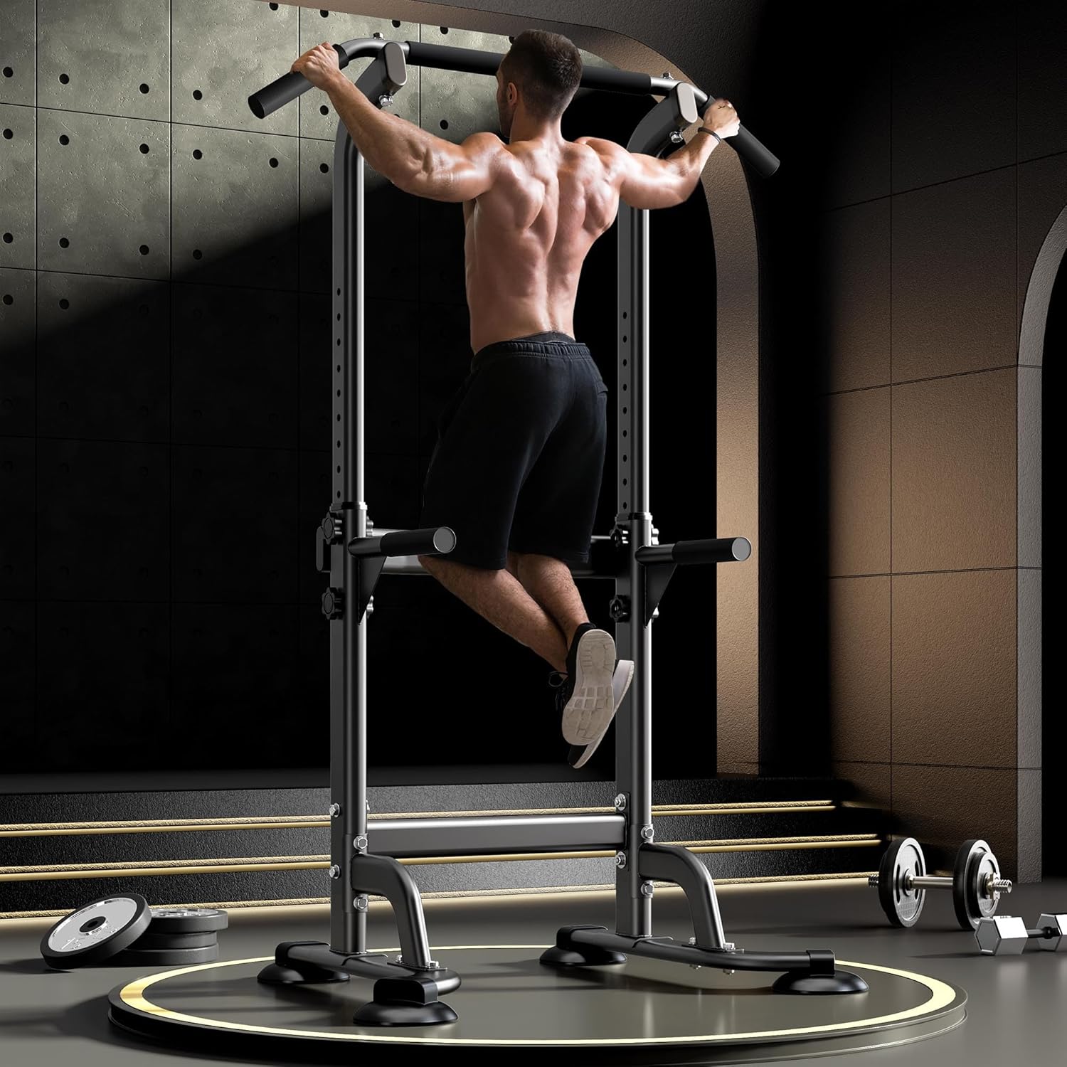 DlandHome Power Tower Pull Up Dip Station Multi-Function Fitness Equipment for Strength Training Adjustable Height Dip Stand for Home Gym - Image 3