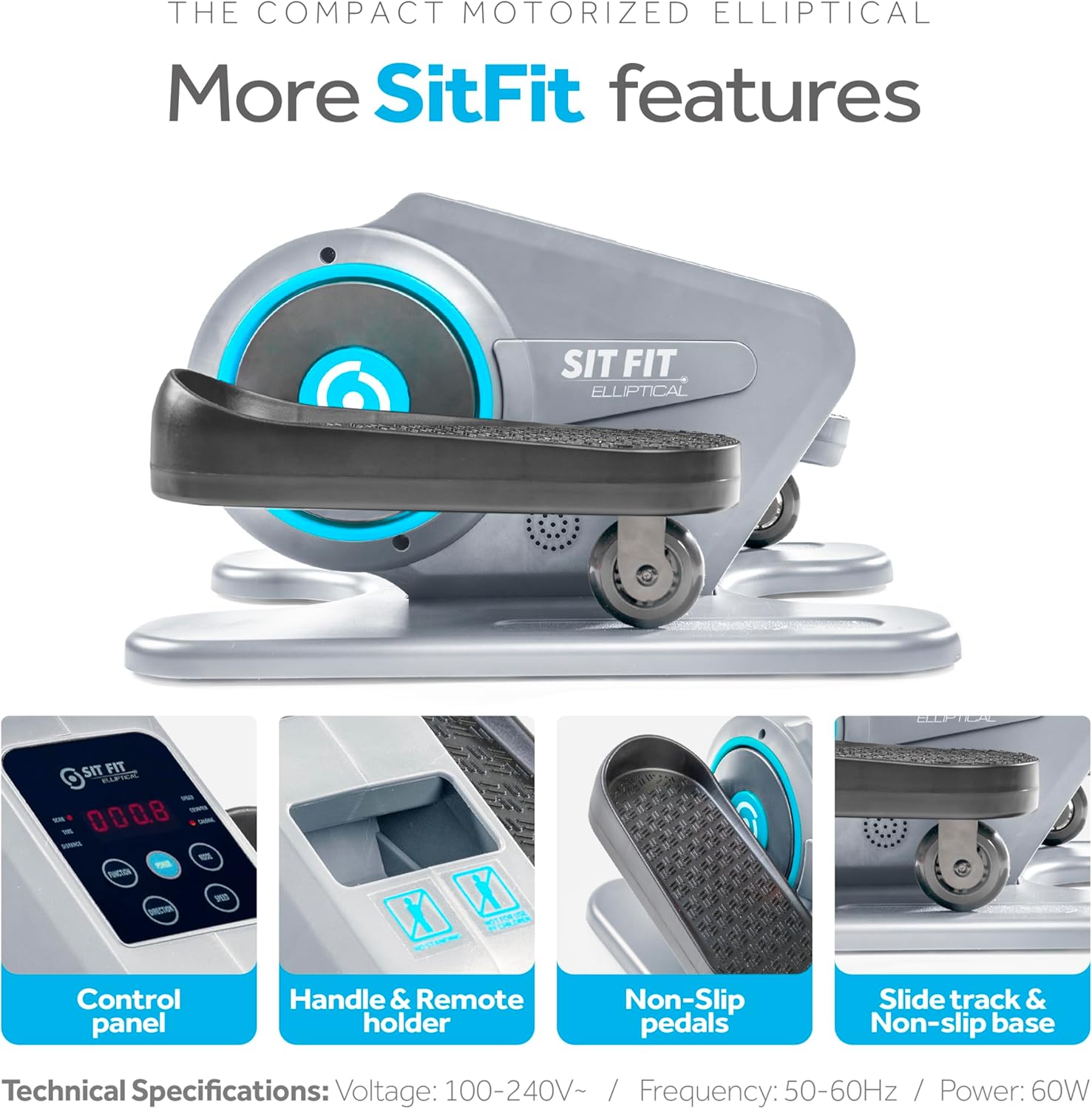 SITFIT, Sit Down and Cycle! Powered Foot Pedal Exerciser for Seniors, Under Desk Elliptical Exercise Bike, Leg Exerciser While Sitting. Peddler Exerciser Mini Bike, Portable Rehabilitation Equipment. - Image 4