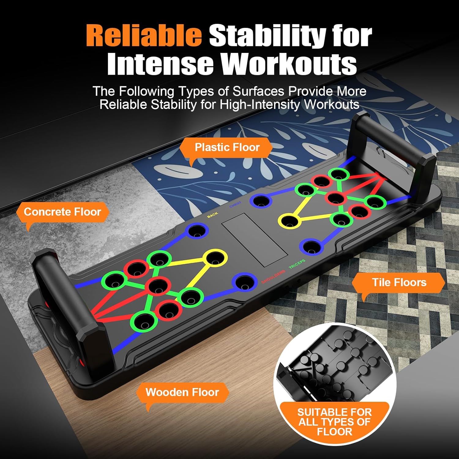 Solid Push Up Board 15 in 1 Home Workout Equipment Multi-Functional Pushup Stands System Fitness Floor Chest Muscle Exercise Professional Equipment Burn Fat Strength Training Arm Men & Women Weights - Image 5