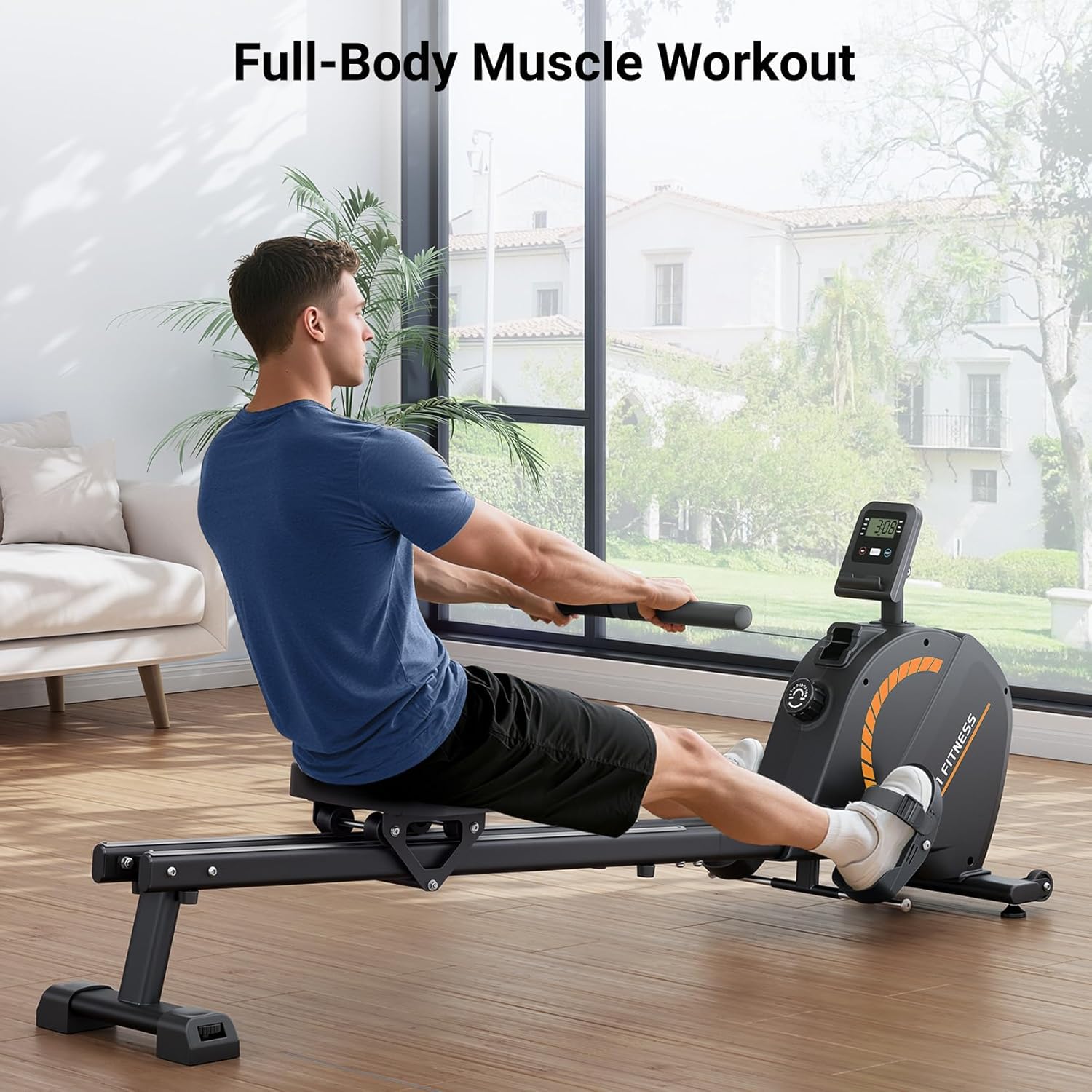 Dripex Rowing Machines for Home Use, Rowing Machine Magnetic Rower, 16 Levels of Workout Resistance, Max 350 LBS, Dual Slide Rail, Bluetooth App Compatible, LCD Monitor, Row Machine for Gym Exercise - Image 3