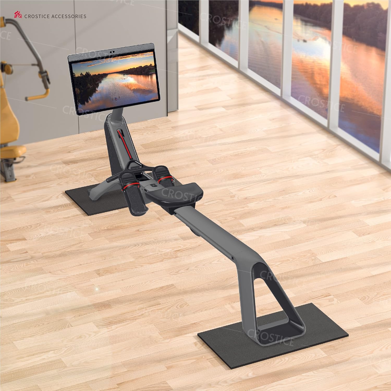 Double Mat Compatible with Peloton Bike, Row & Concept 2 Rowing Machine, Thickness 6mm, Bike Trainer Accessories, Mat Protect Hardwood Floor Carpet, for Home Gym Exercise - Image 2